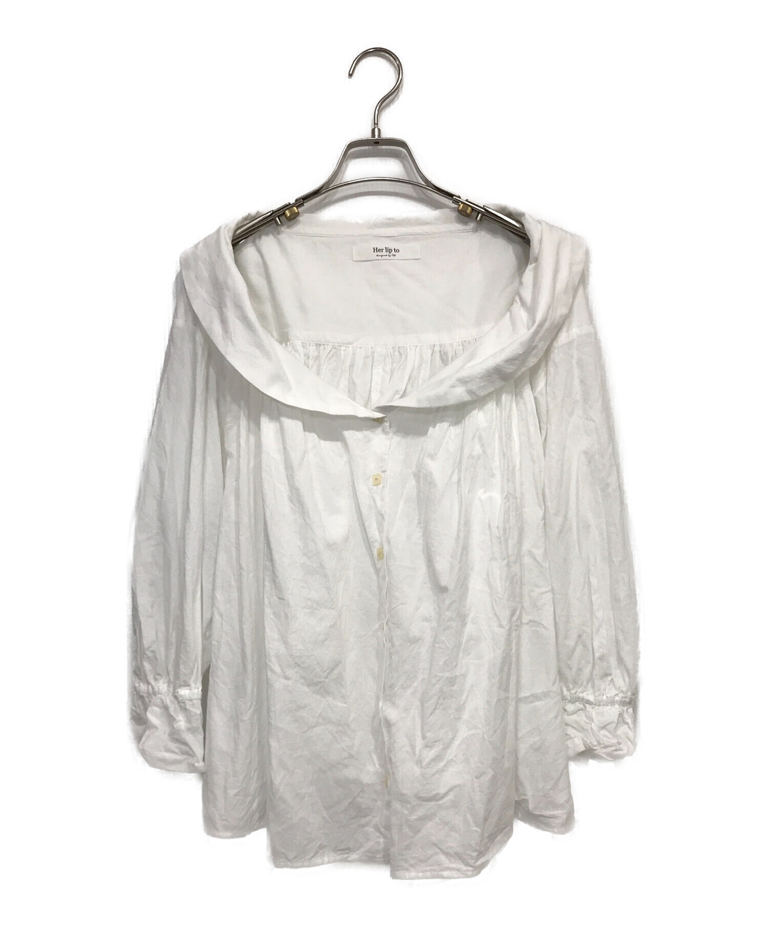 HER LIP TO (ハーリップトゥ) Belted Cotton Blouse ホワイト サイズ:S