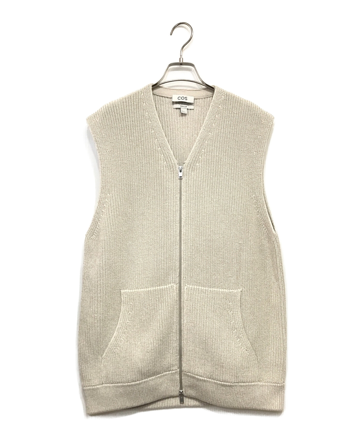 COS (コス) KNITTED ZIP-UP GILET LIGHTBEIGE アイボリー サイズ:S