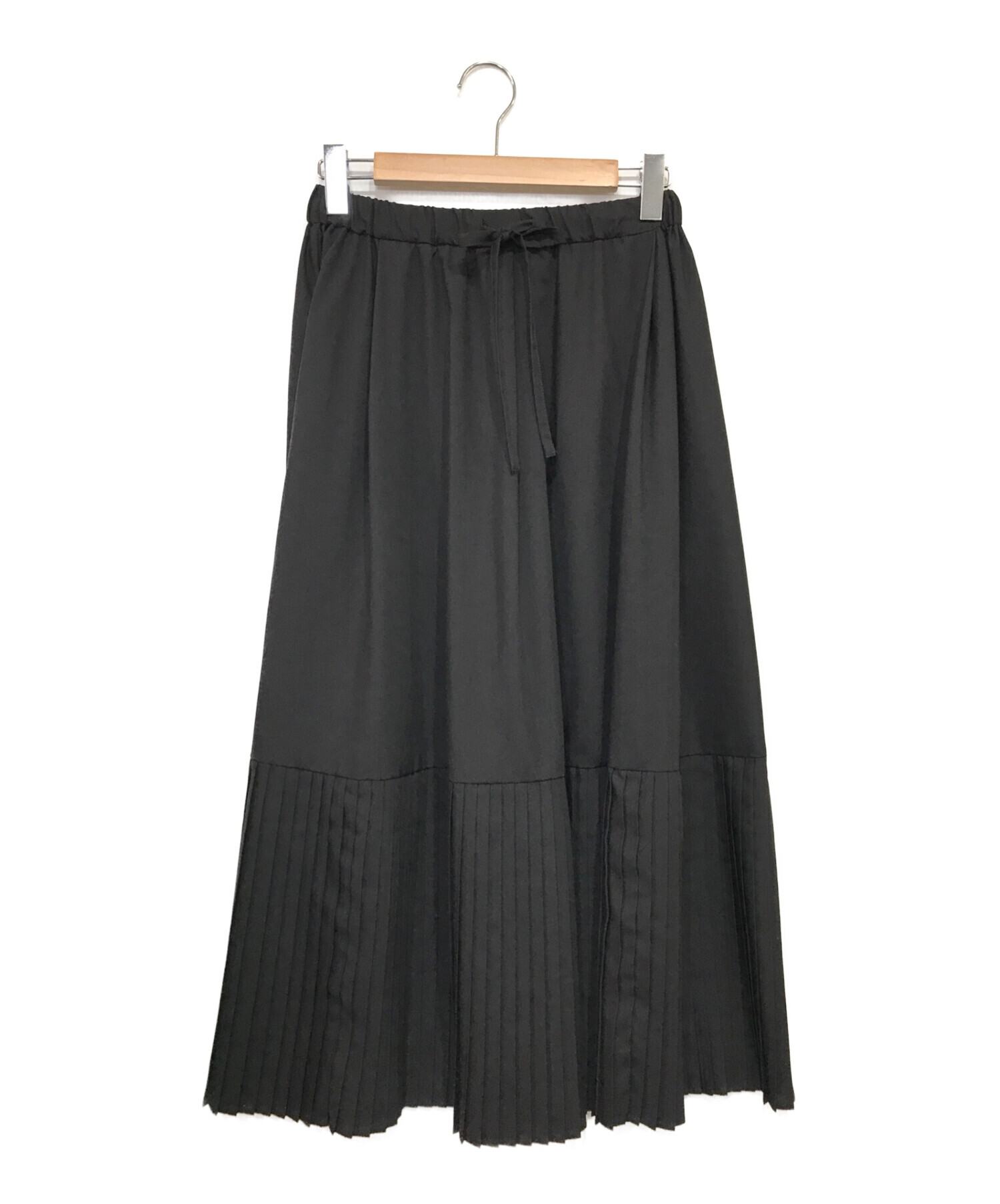 mizuiro-ind (ミズイロインド) プリーツヘムフレアスカート ブラック サイズ:F