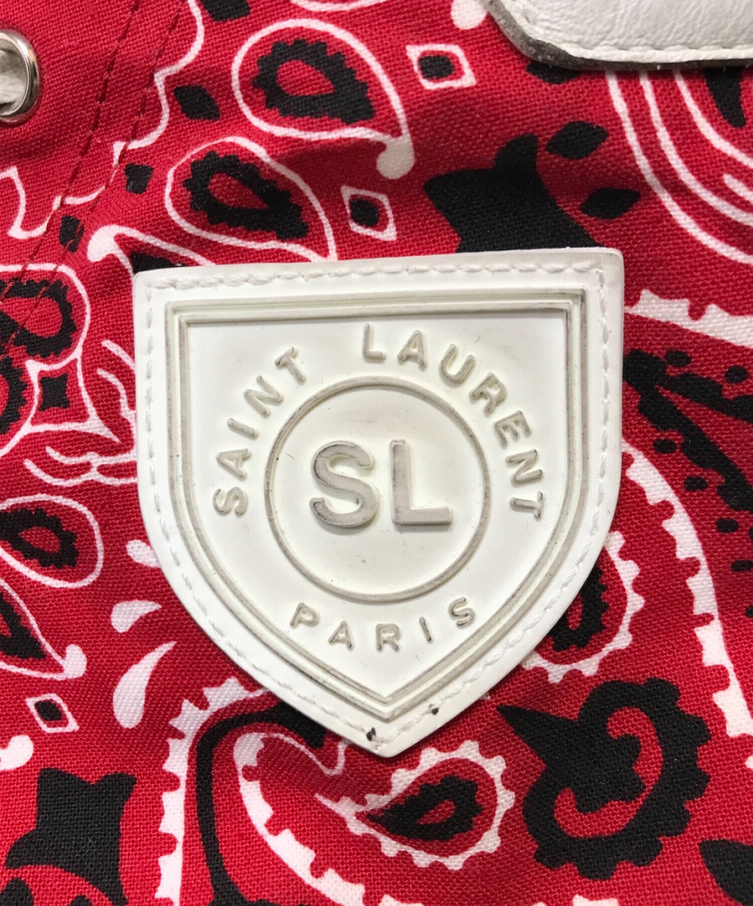 Saint Laurent Paris (サンローランパリ) バンダナ柄ハイカットスニーカー レッド サイズ:45