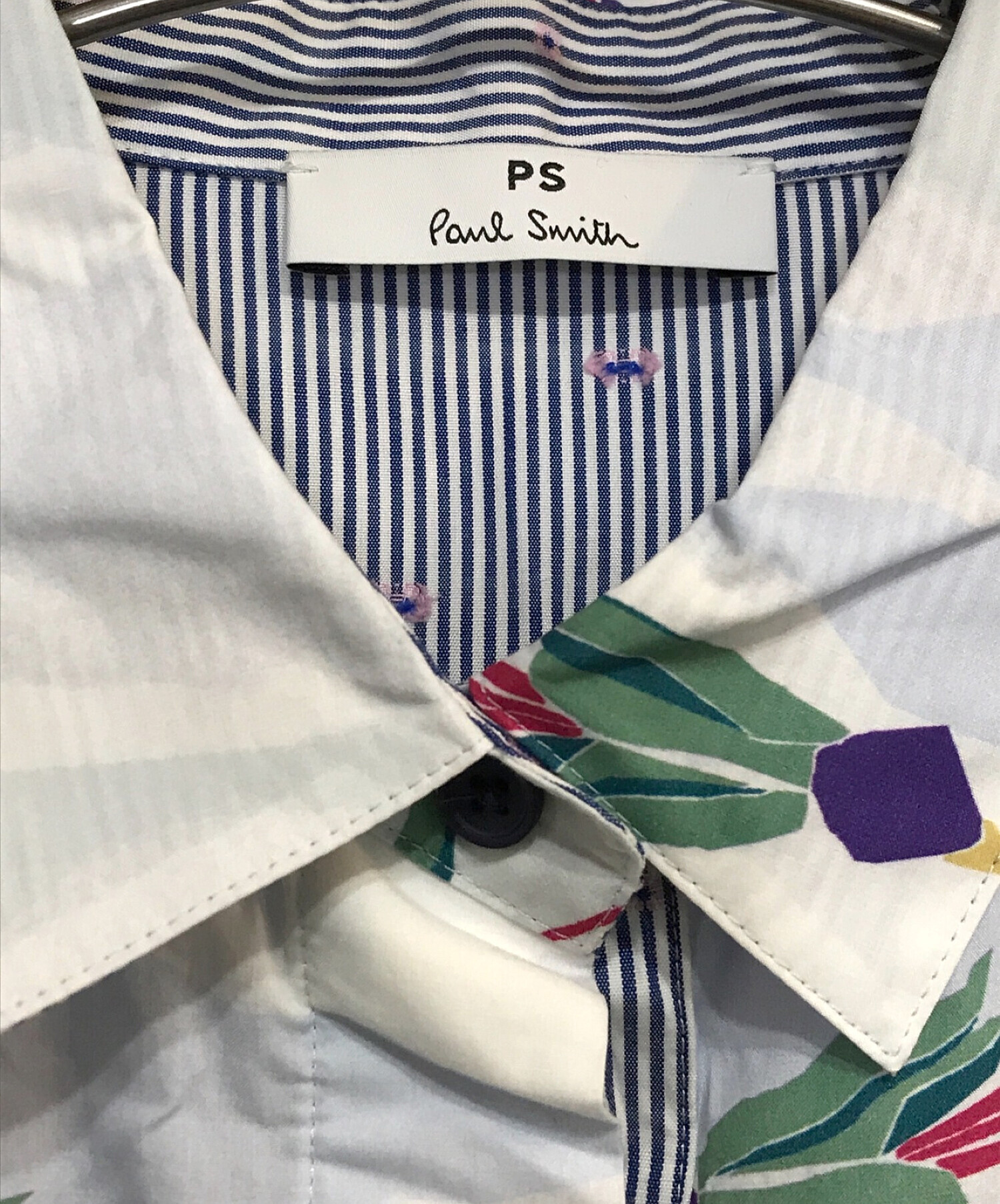 PS Paul Smith (ＰＳポールスミス) 花柄シャツワンピース ホワイト サイズ:40