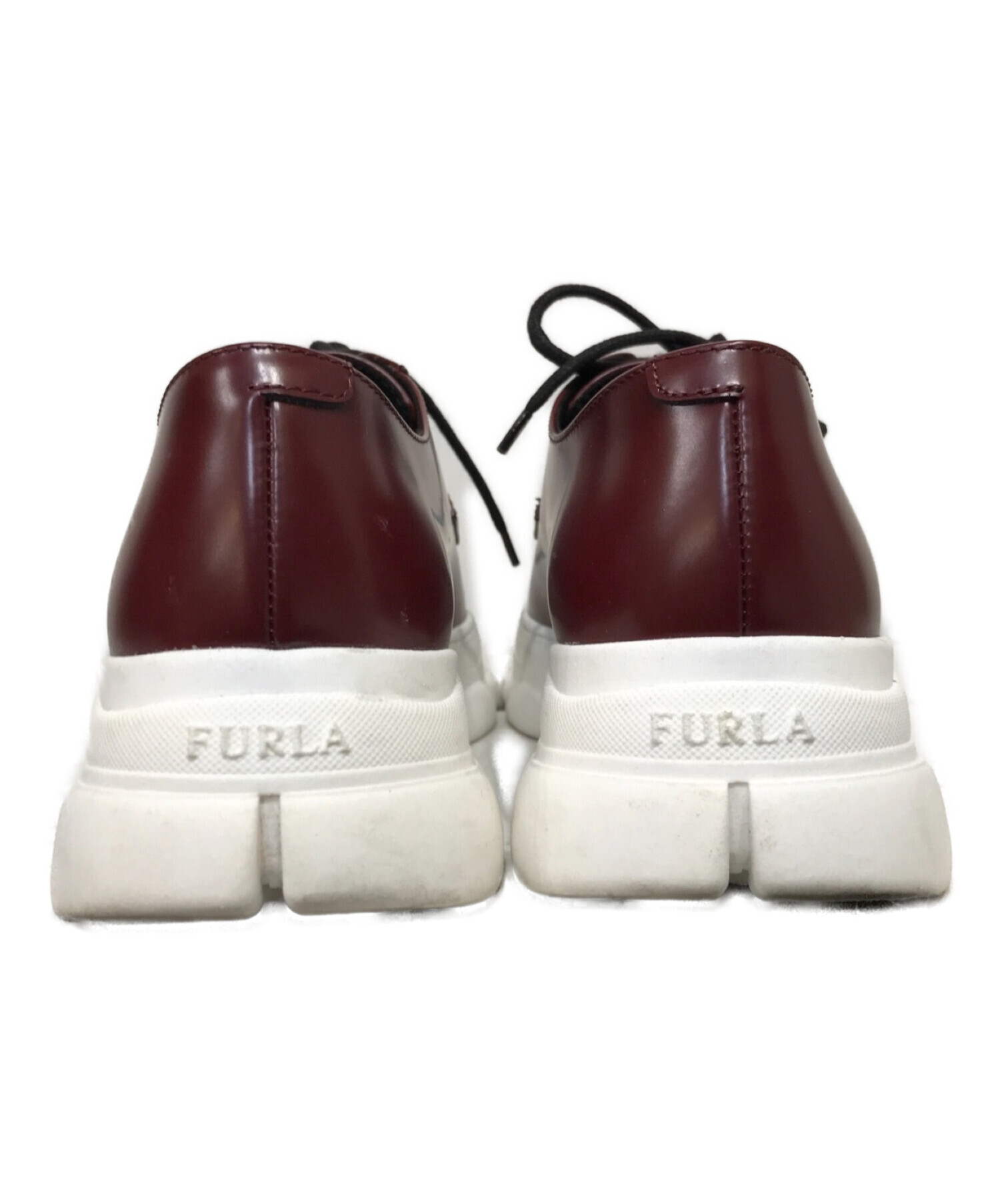 FURLA (フルラ) レースアップスニーカー ボルドー×ホワイト サイズ:37