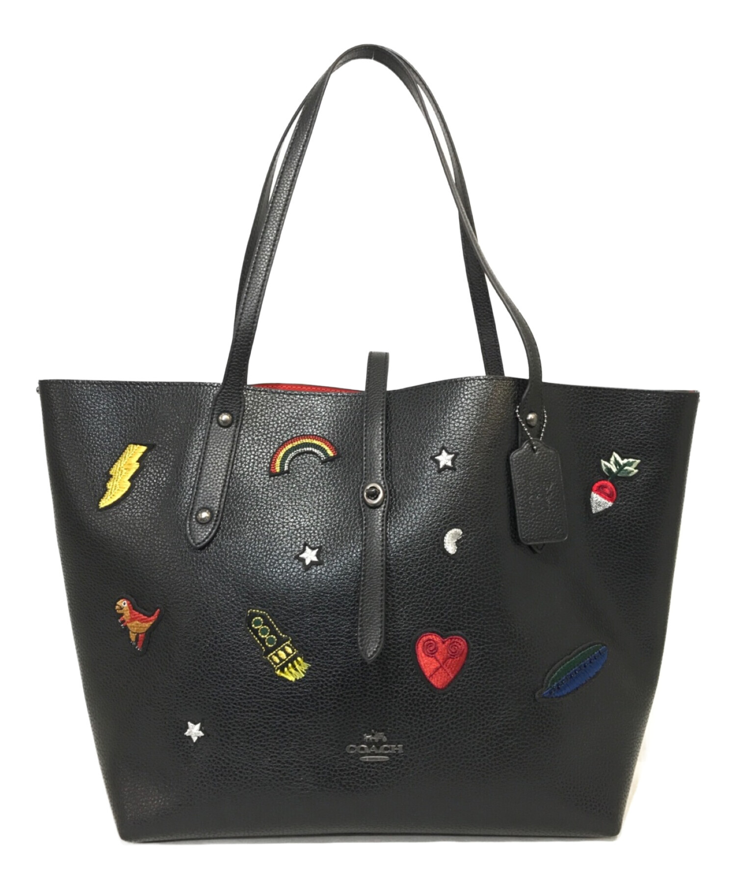 COACH (コーチ) SOUL EMB CTY TOTE レザートートバッグ ブラック