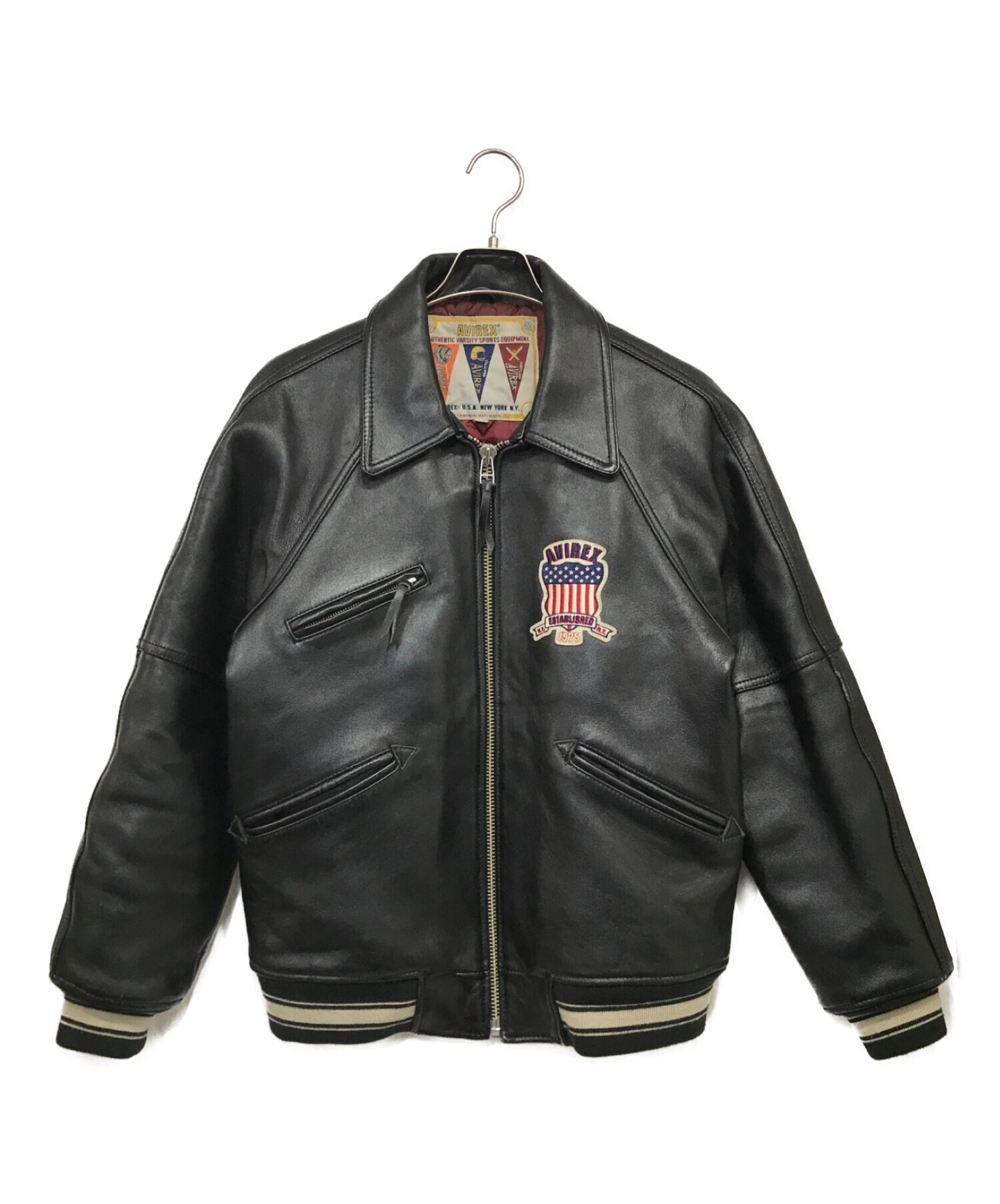 AVIREX (アヴィレックス) SIGNATUR VARSITY JACKET ブラック サイズ:SIZE L