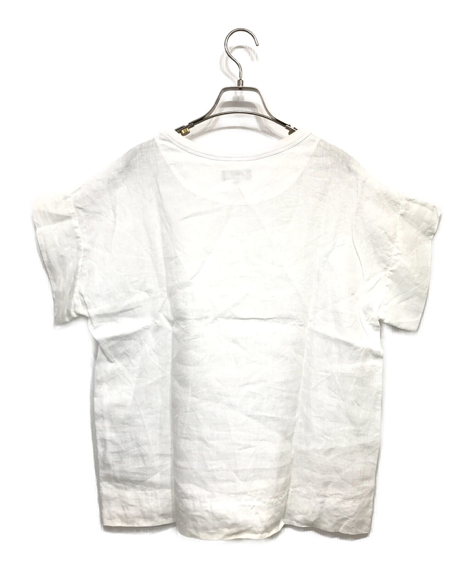 MARGARET HOWELL (マーガレットハウエル) SHIRTING LINEN Ⅲ リネンTシャツ ホワイト サイズ:Ⅰ