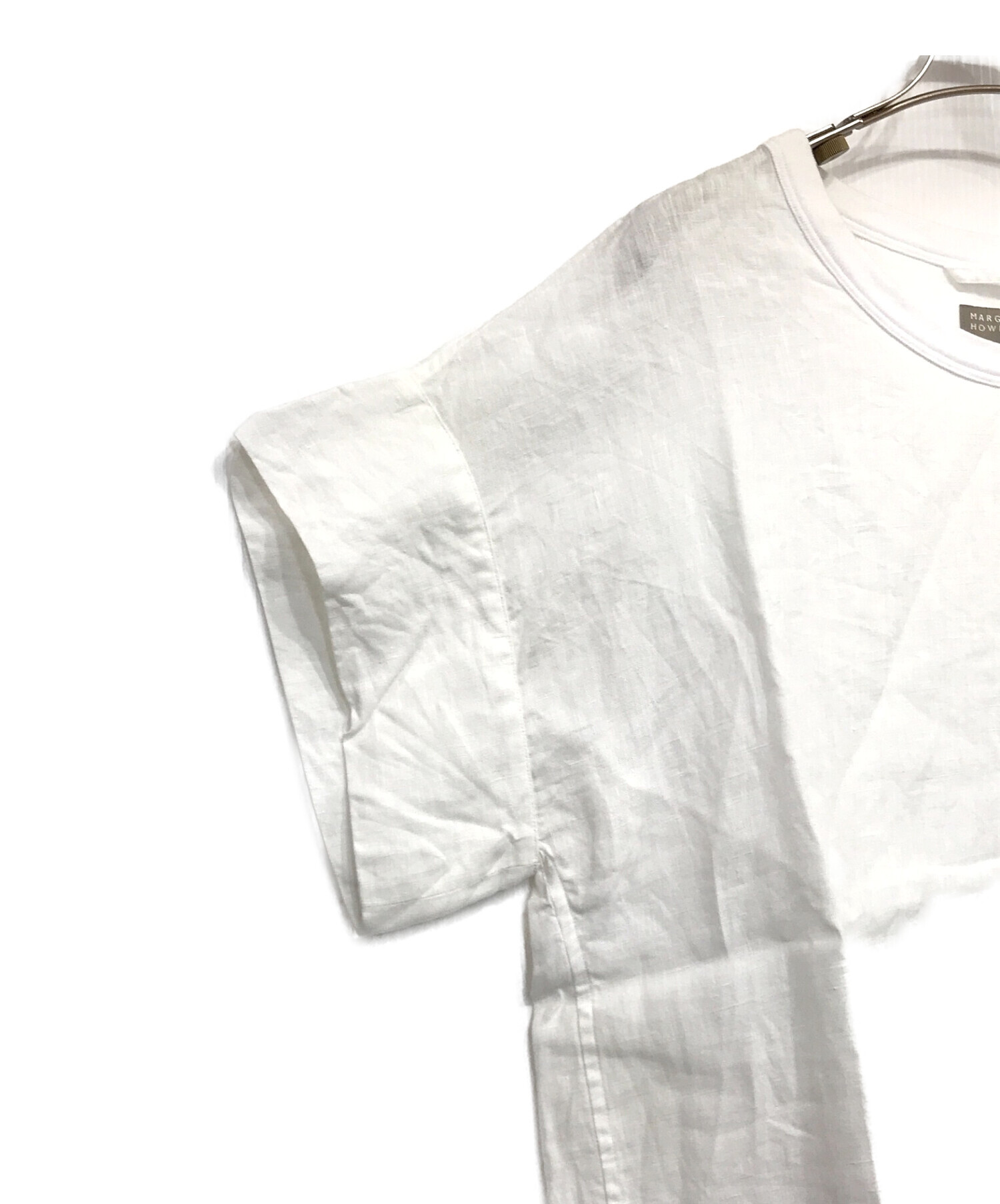 MARGARET HOWELL (マーガレットハウエル) SHIRTING LINEN Ⅲ リネンTシャツ ホワイト サイズ:Ⅰ