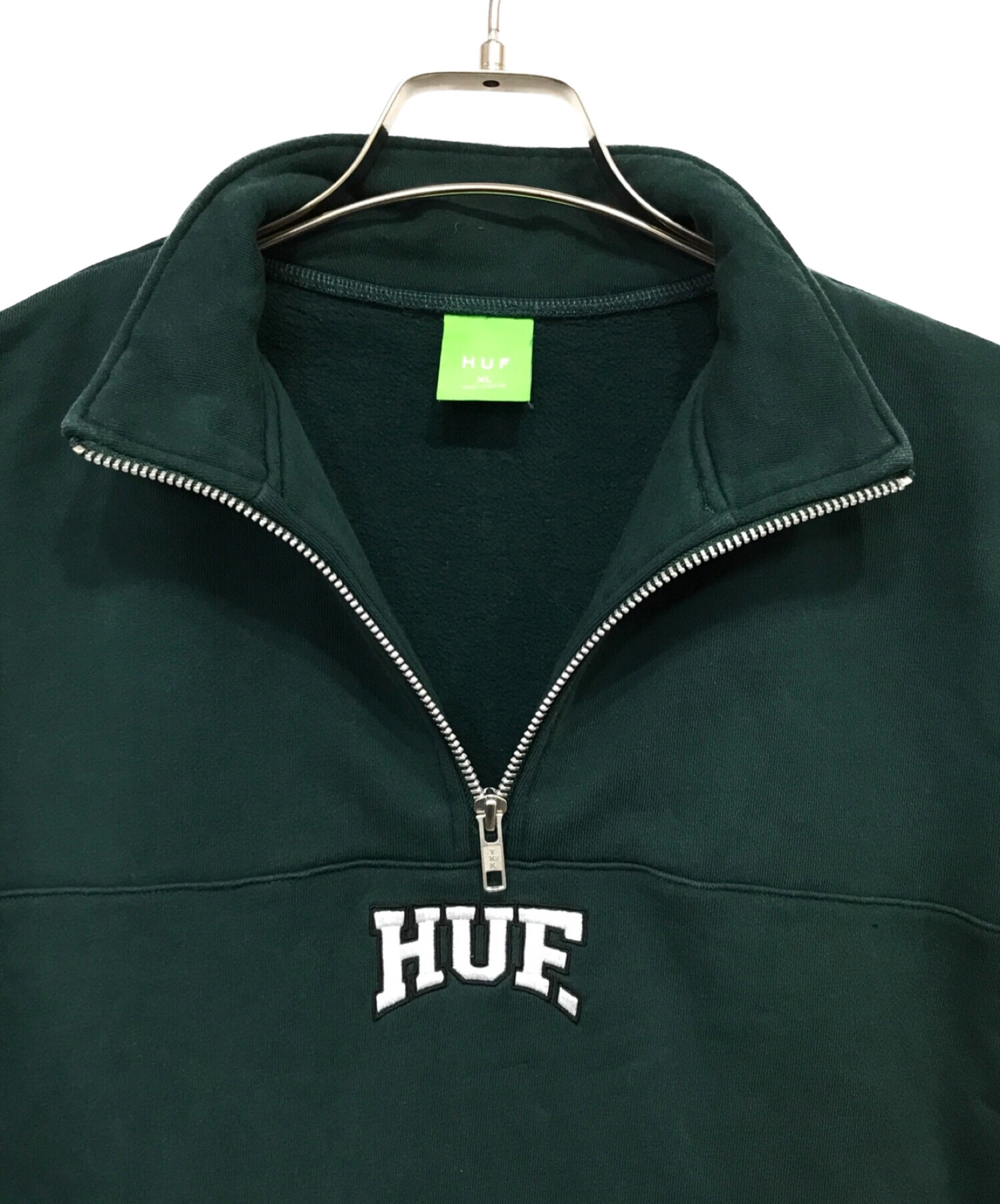 HUF (ハフ) ハーフジップロゴスウェット グリーン サイズ:XL