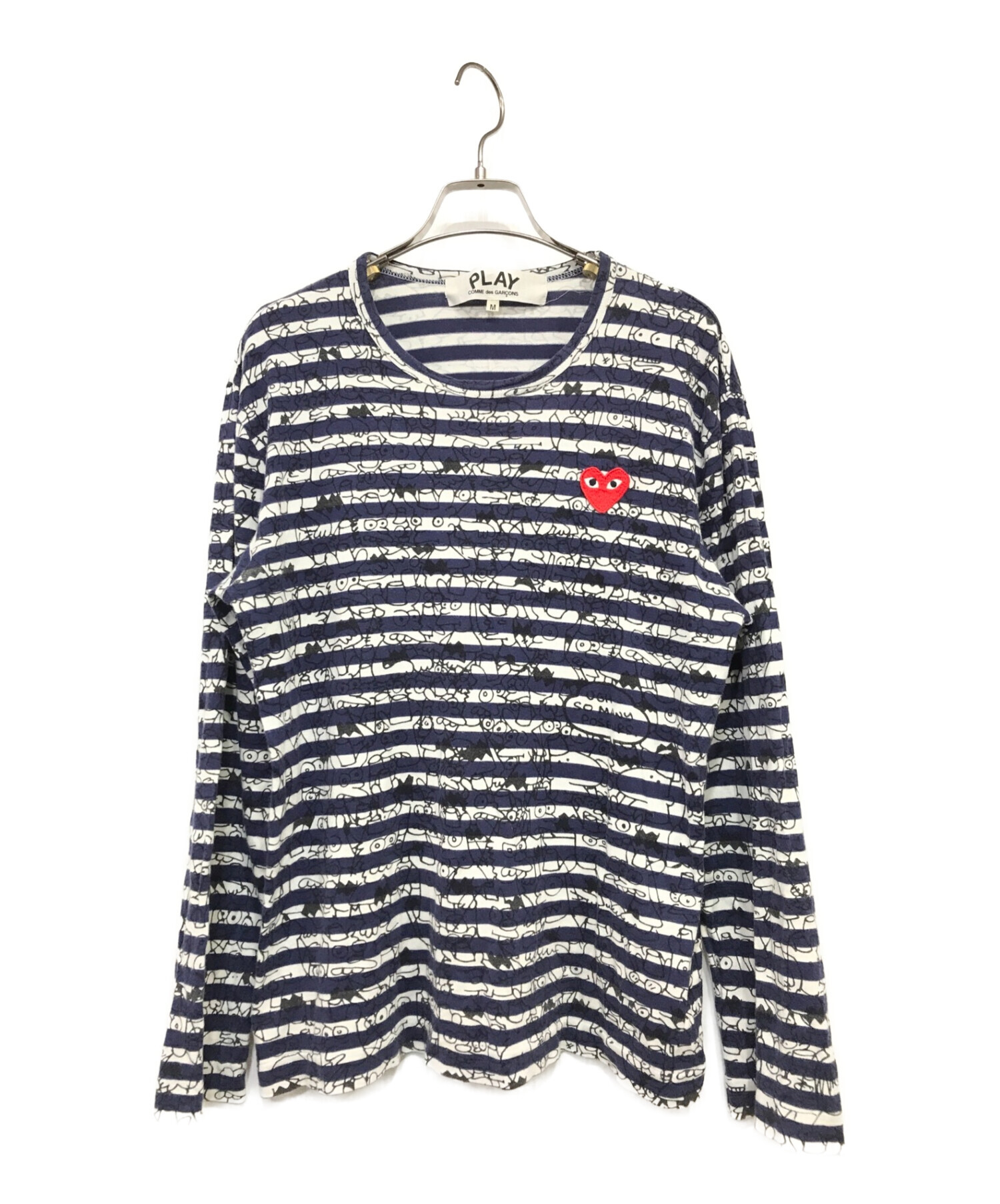 PLAY COMME des GARCONS (プレイ コムデギャルソン) ボーダーカットソー ホワイト×ネイビー サイズ:SIZE M