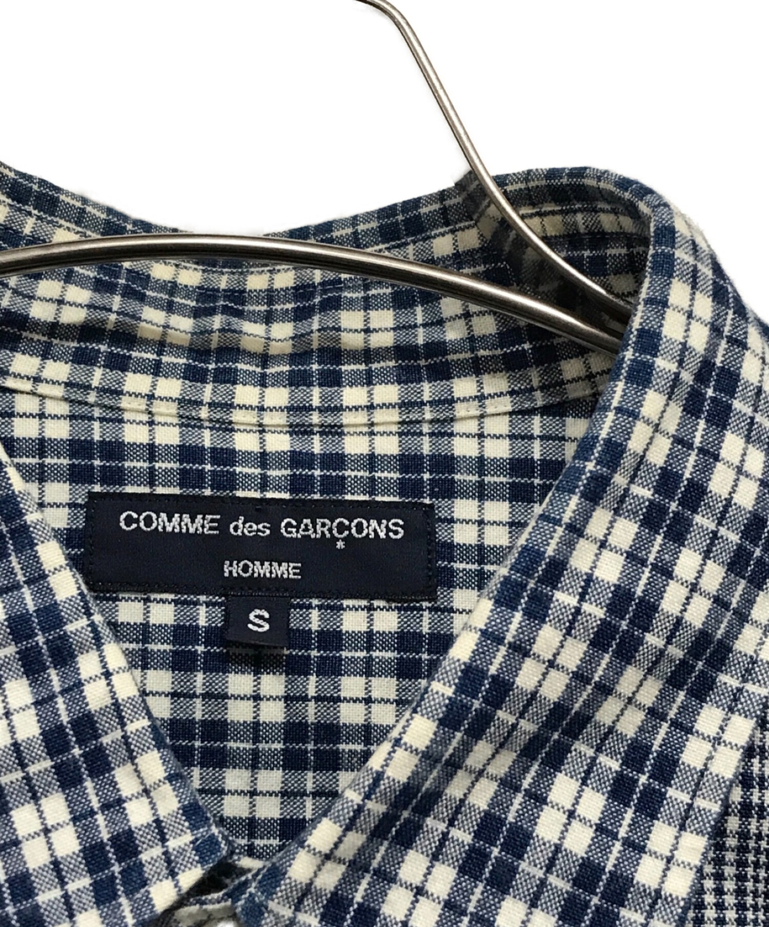 COMME des GARCONS HOMME (コムデギャルソン オム) パッチワークドッキングシャツ ブルー サイズ:SIZE S