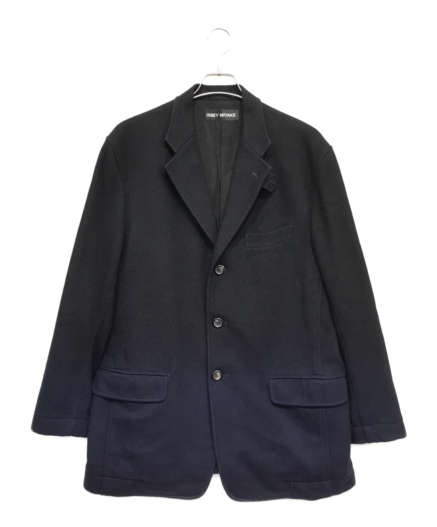 ISSEY MIYAKE (イッセイミヤケ) グラデーションウールジャケット ブラック×ネイビー サイズ:4