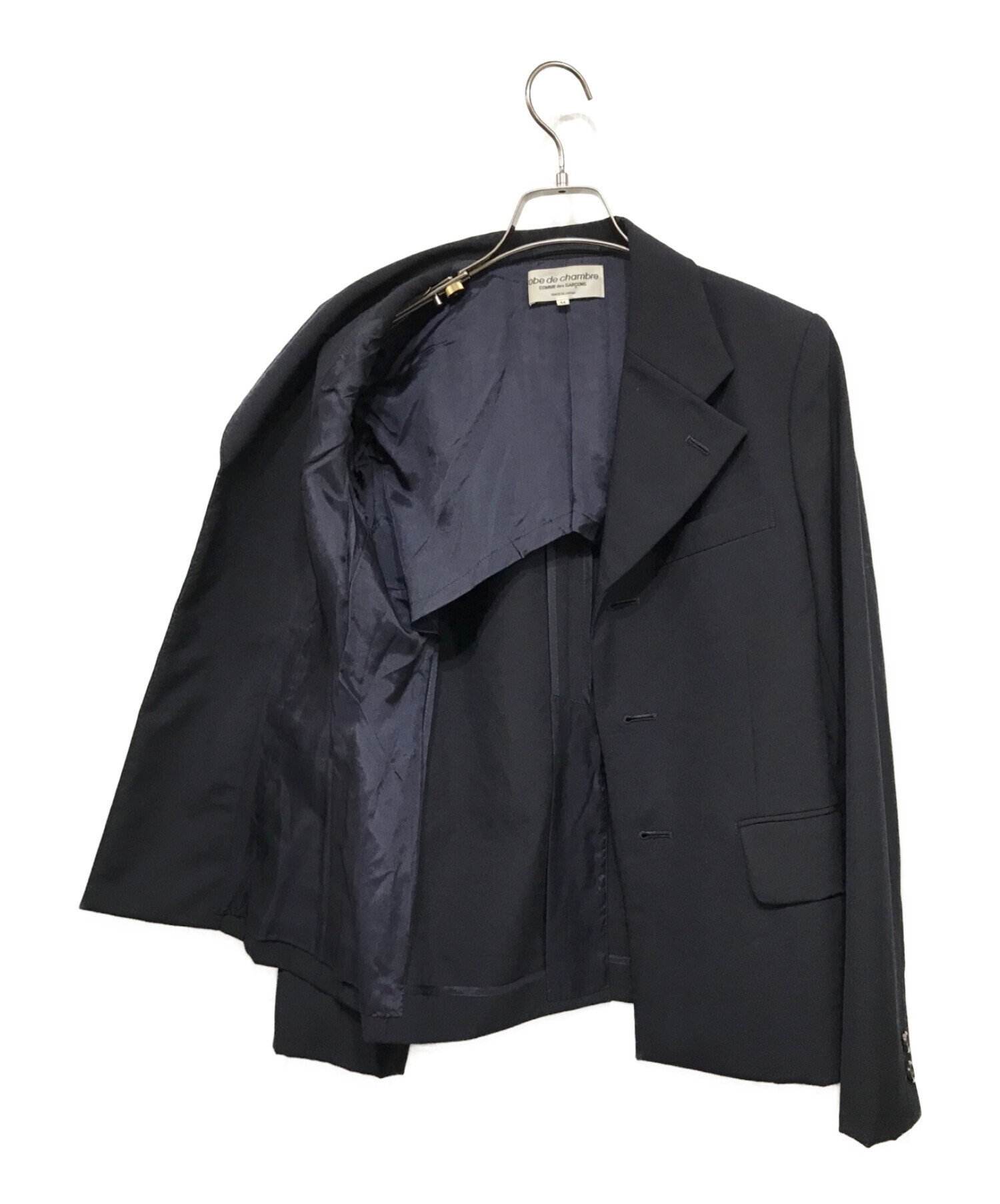 ROBE DE CHAMBRE COMME DES GARCONS (ローブドシャンブル コムデギャルソン) ウールテーラードジャケット ネイビー  サイズ:M