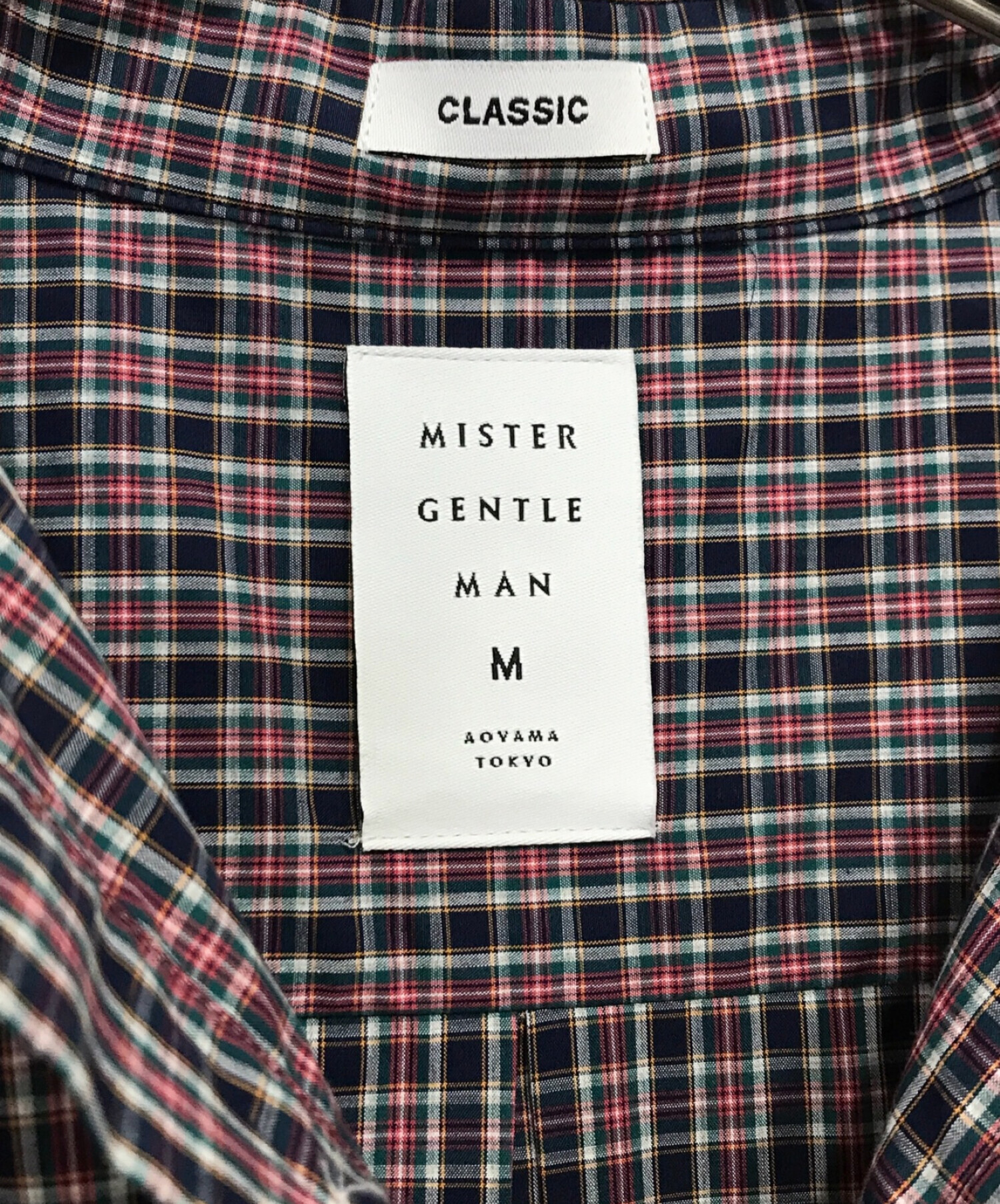 MISTER GENTLE MAN (ミスタージェントルマン) NEW YRS LETTERED SHIRTS 半袖チェックシャツ ネイビー サイズ:M