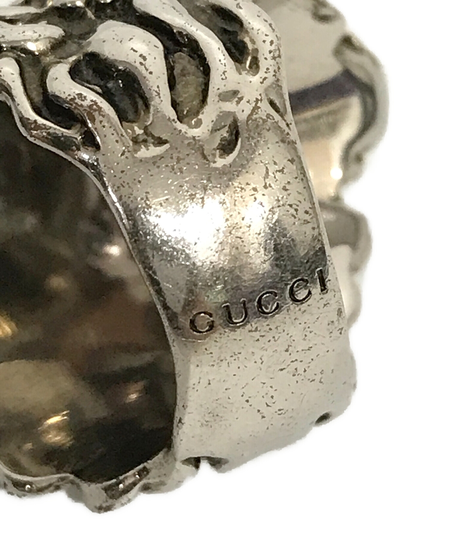 中古・古着通販】GUCCI (グッチ) クリスタル付きライオンヘッドリング