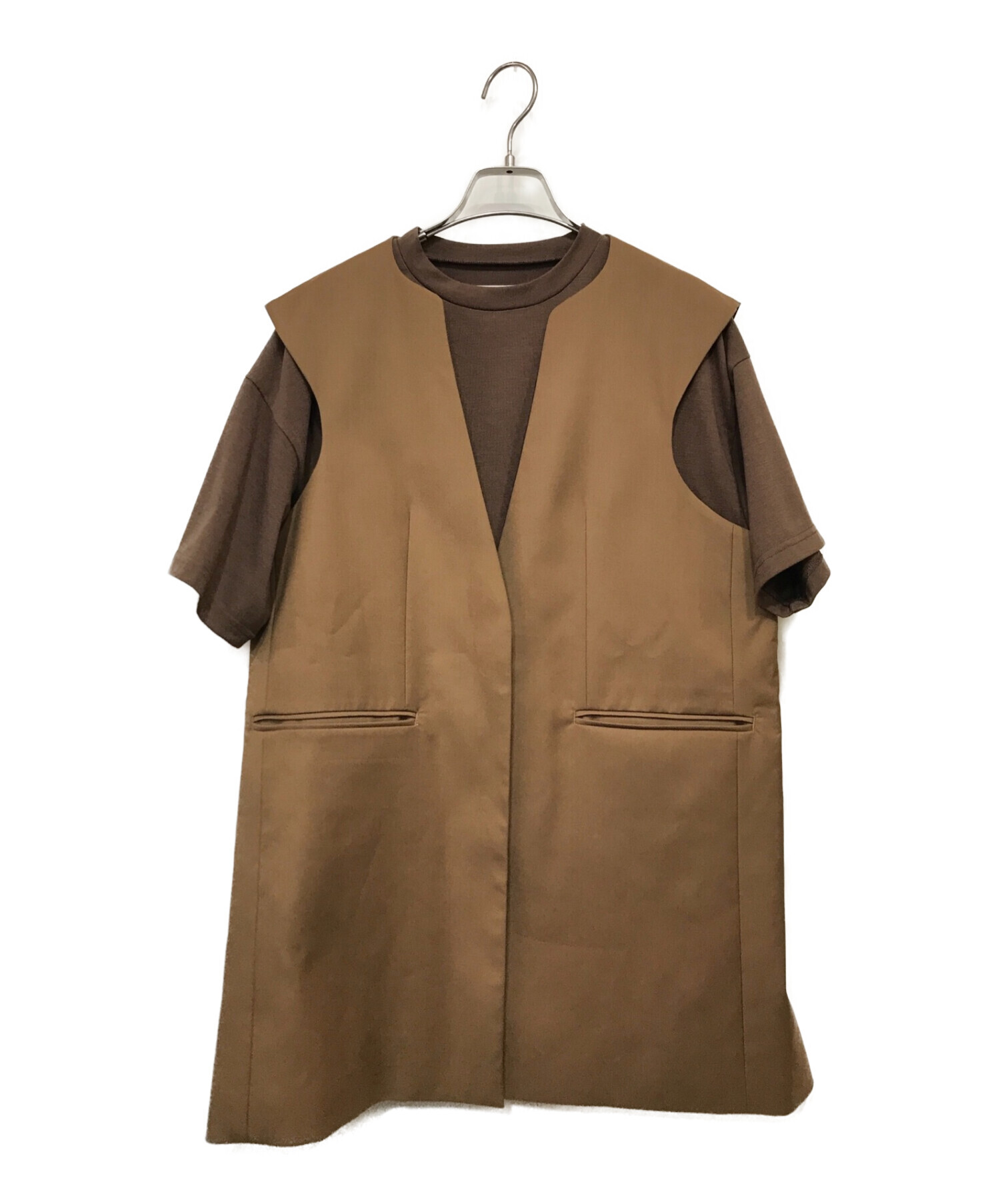 Ameri (アメリ) OVER TEE WITH CURVE VEST ブラウン サイズ:SIZE Free