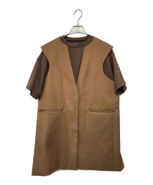 中古・古着通販】Ameri (アメリ) OVER TEE WITH CURVE VEST ブラウン