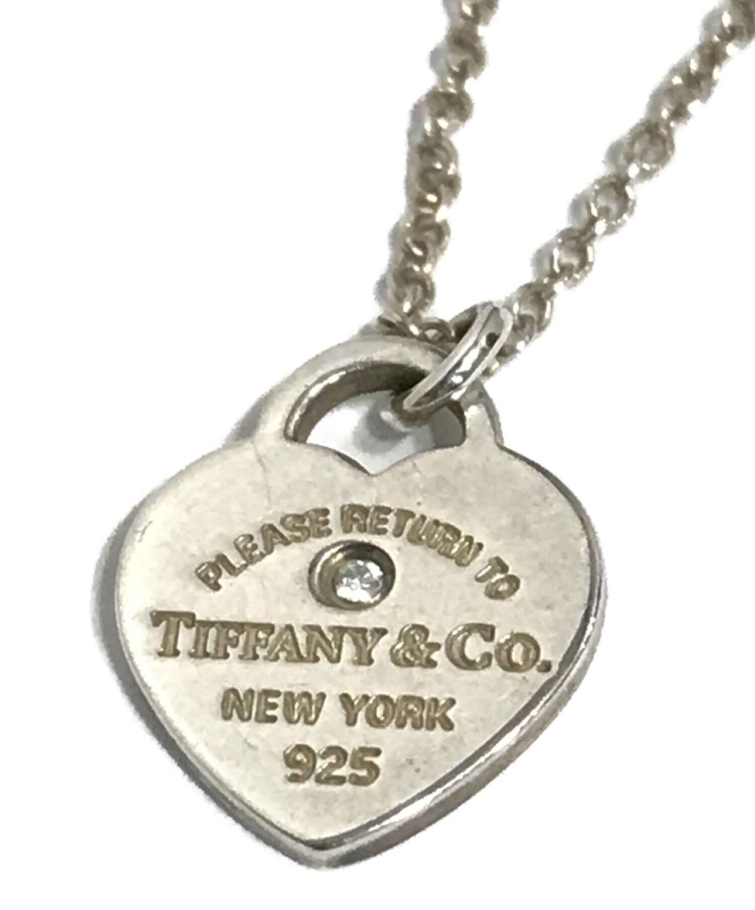 Tiffany リターントゥ　ダブルハート　1Pダイヤ　ネックレス　シルバーコメントありがとうございます