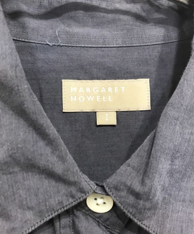 MARGARET HOWELL (マーガレットハウエル) 半袖コットンシャツ ネイビー サイズ:1