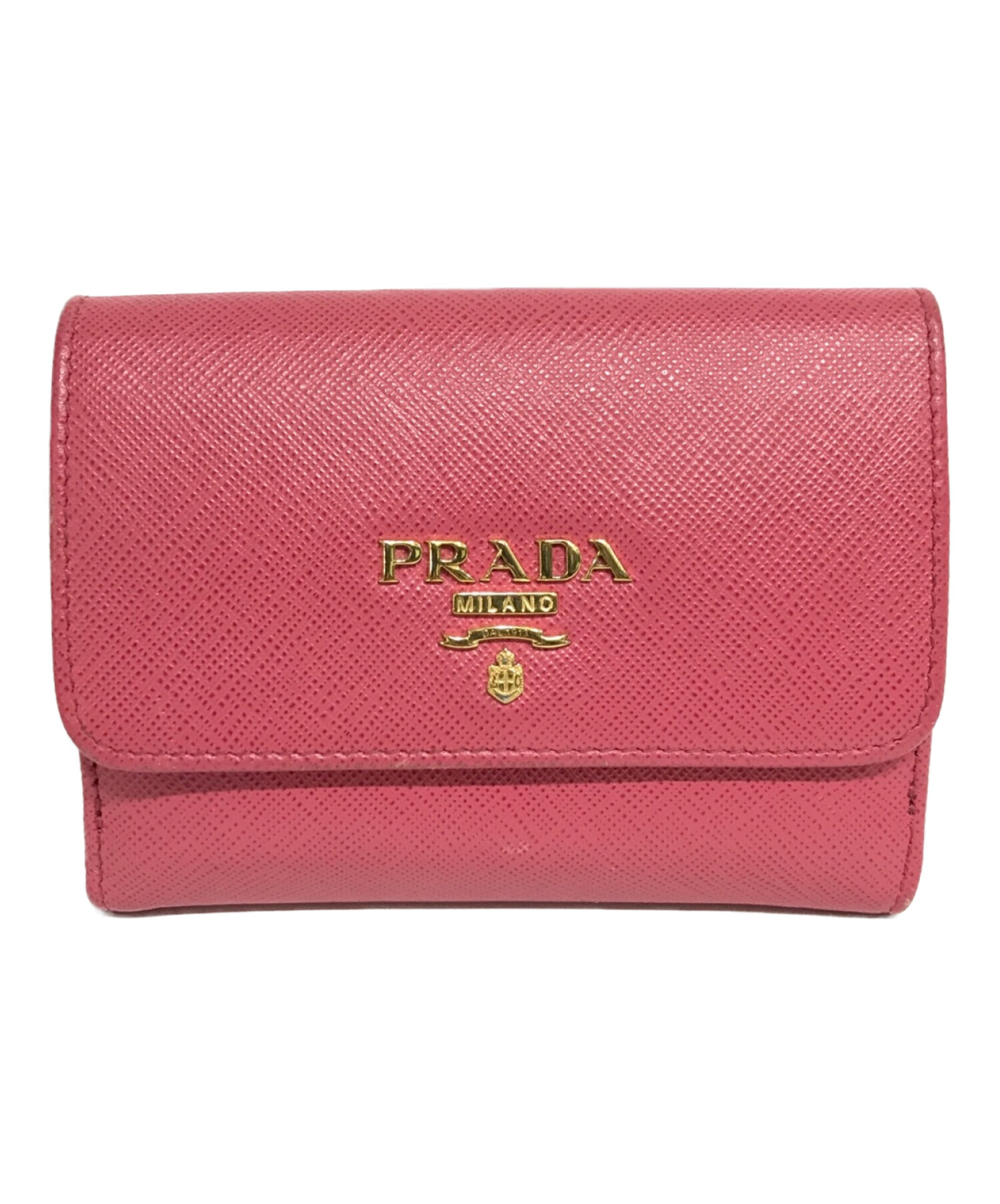 PRADA (プラダ) Wホック二つ折り財布 ピンク