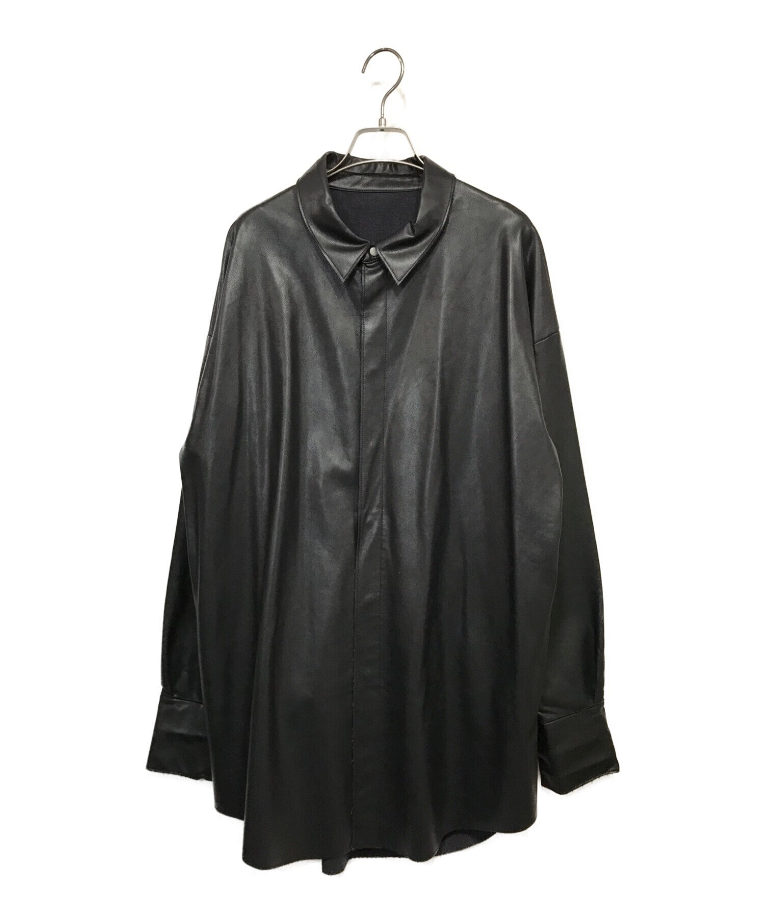 ENOF (イナフ) fake leather shirt エコレザーシャツ ブラック サイズ:L