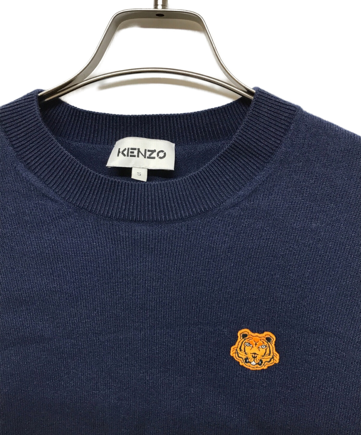 中古・古着通販】KENZO (ケンゾー) ワンポイント ウール 長袖 ニット ネイビー サイズ:S｜ブランド・古着通販 トレファク公式【TREFAC  FASHION】スマホサイト