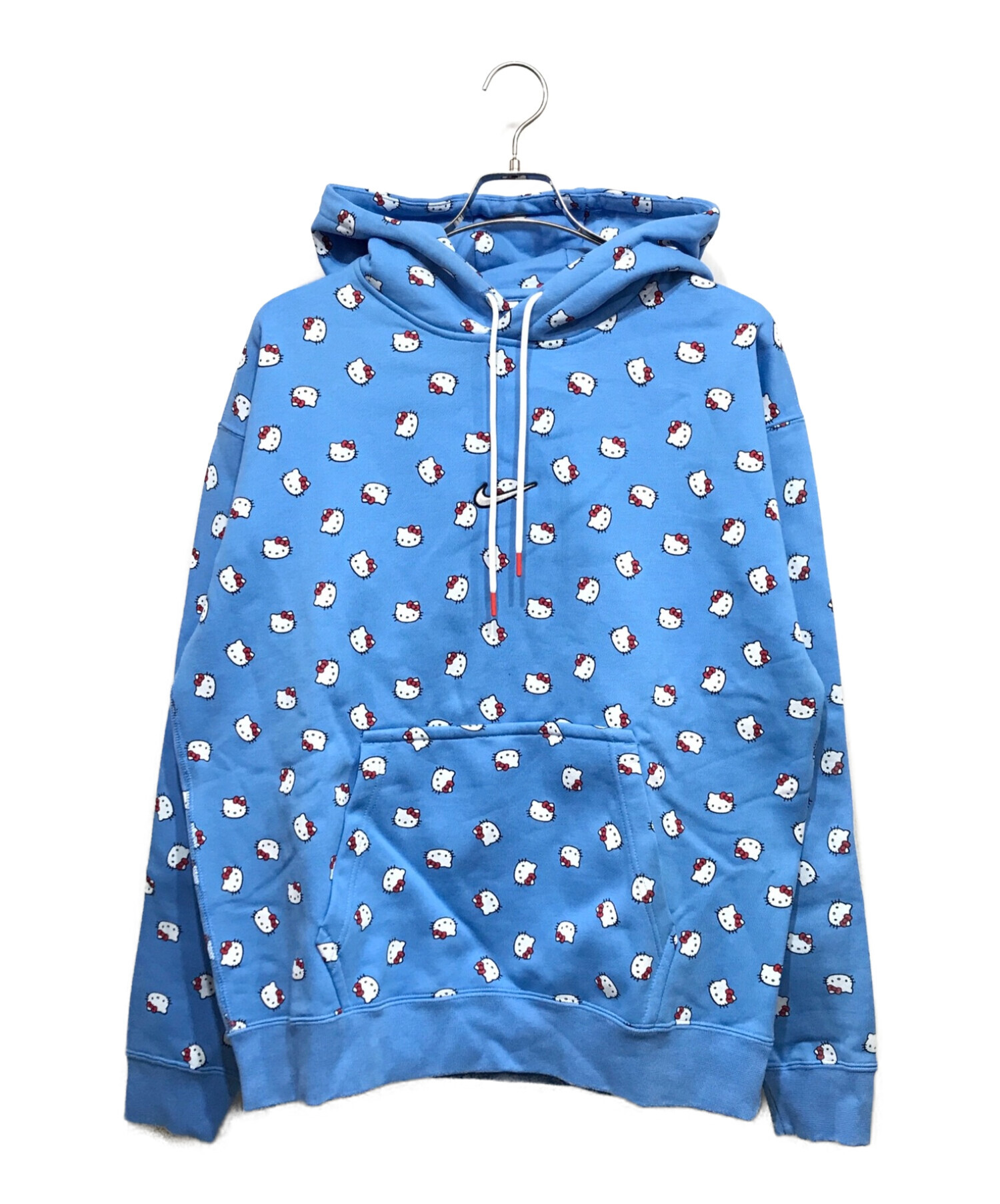 NIKE (ナイキ) AS U NRG HK FLC HOODIE UNIVERSITY BLUE キティコラボパーカー ブルー×ホワイト サイズ:L