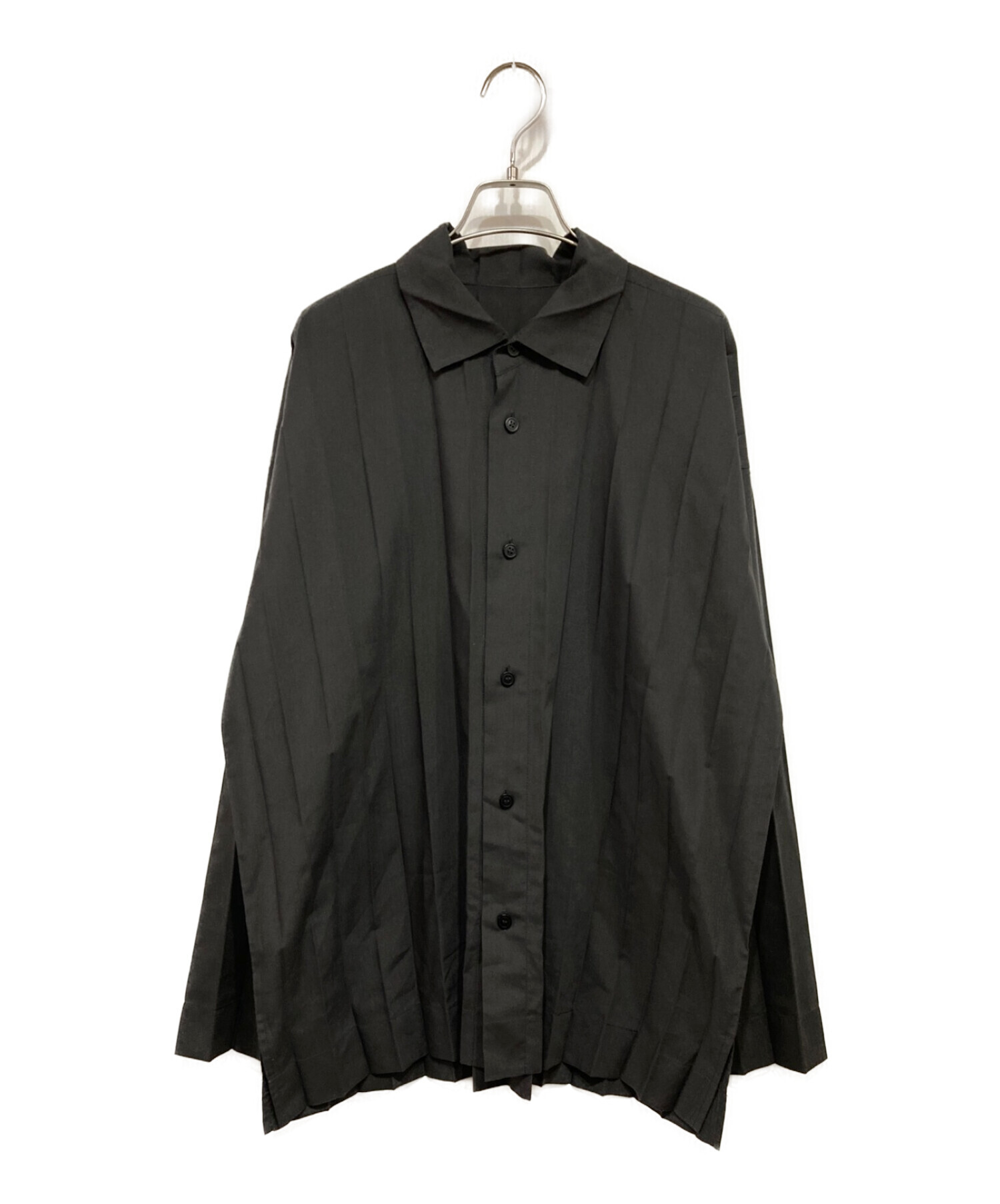 HOMME PLISSE ISSEY MIYAKE (オムプリッセ イッセイ ミヤケ) EDGE SHIRT プリーツシャツ ブラック サイズ:3