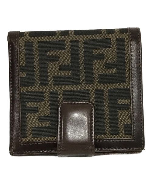 箱付 FENDI フェンディ ズッカ 二つ折り 財布 ブラウンロビのFENDI