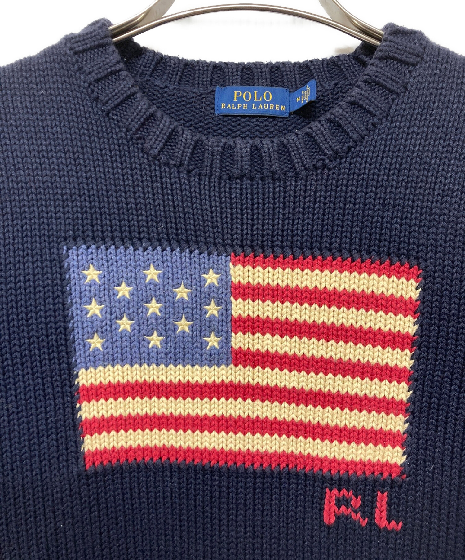 POLO RALPH LAUREN (ポロ・ラルフローレン) 星条旗コットンニット ネイビー サイズ:M