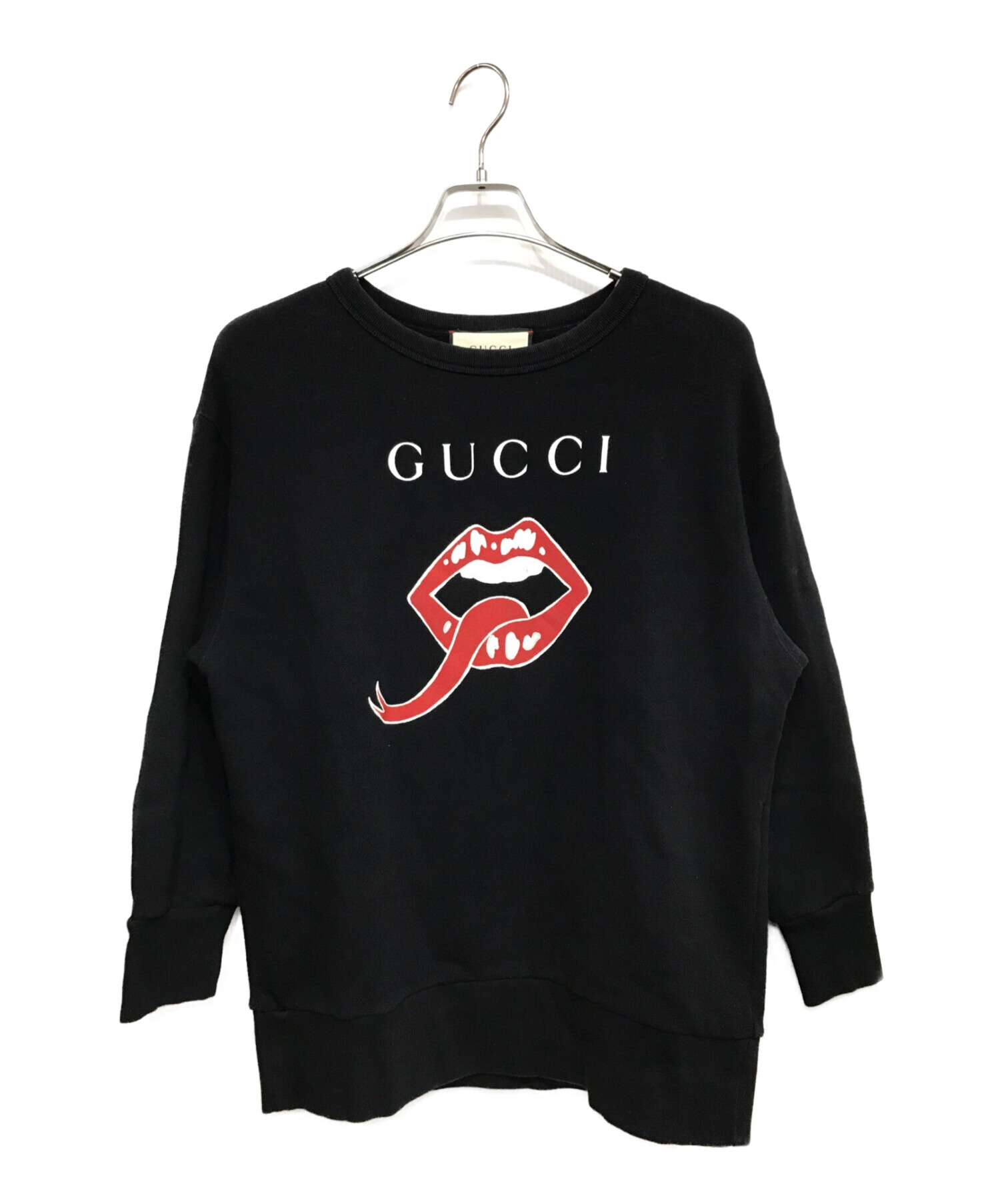 GUCCI (グッチ) マウスロゴクルーネックスウェット ブラック サイズ:XS