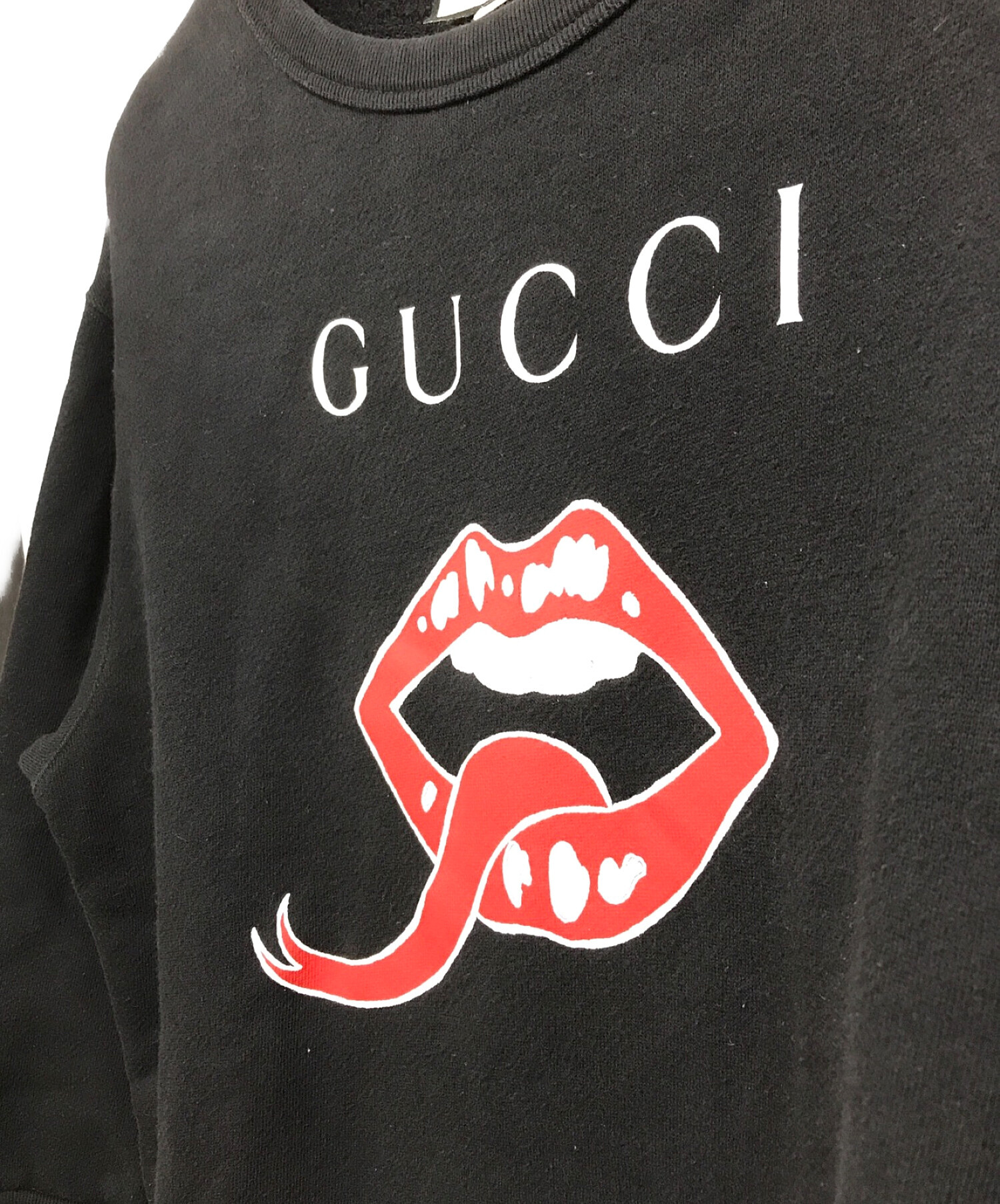 GUCCI (グッチ) マウスロゴクルーネックスウェット ブラック サイズ:XS