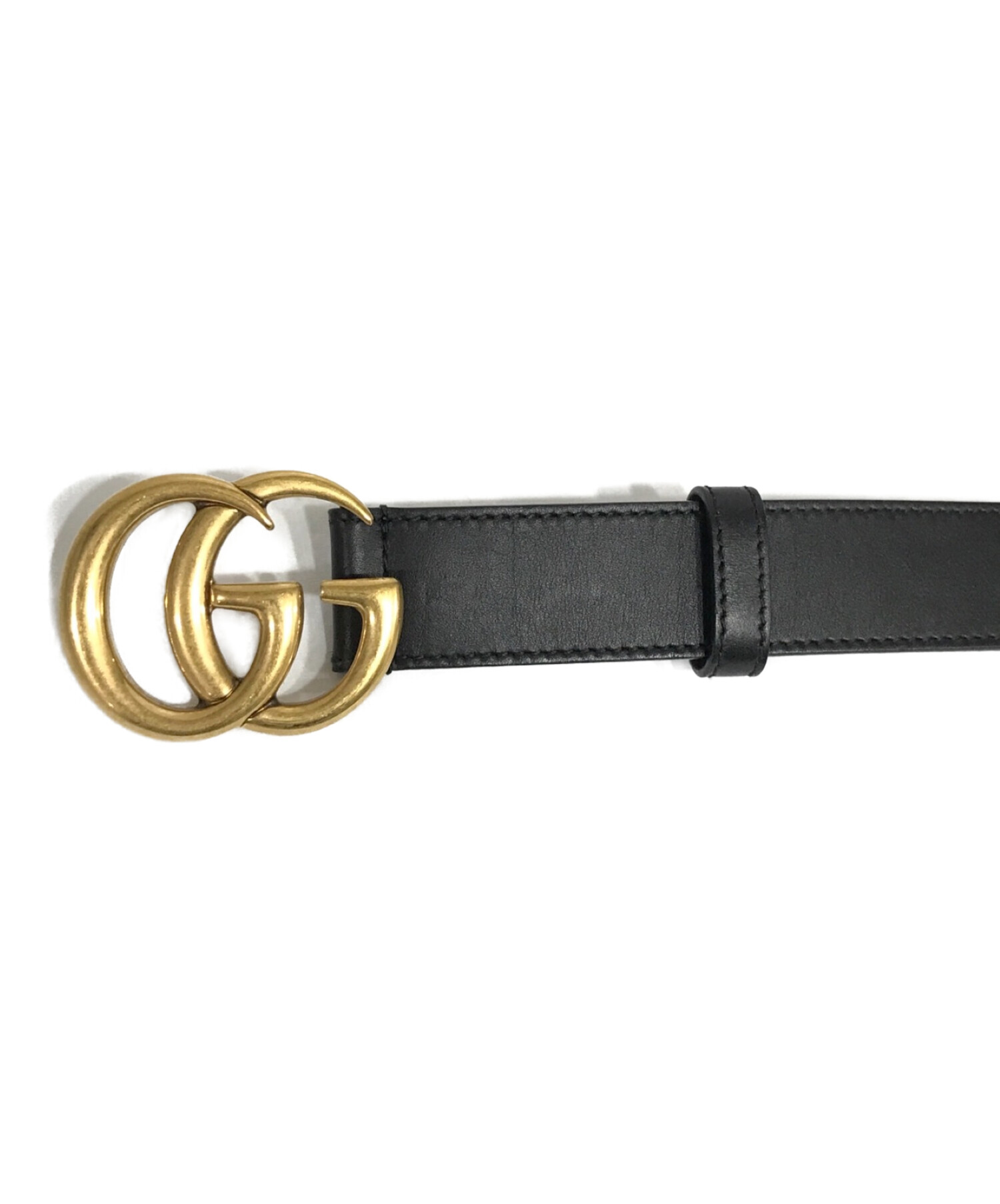 中古・古着通販】GUCCI (グッチ) レザーベルト GGバックル ブラック