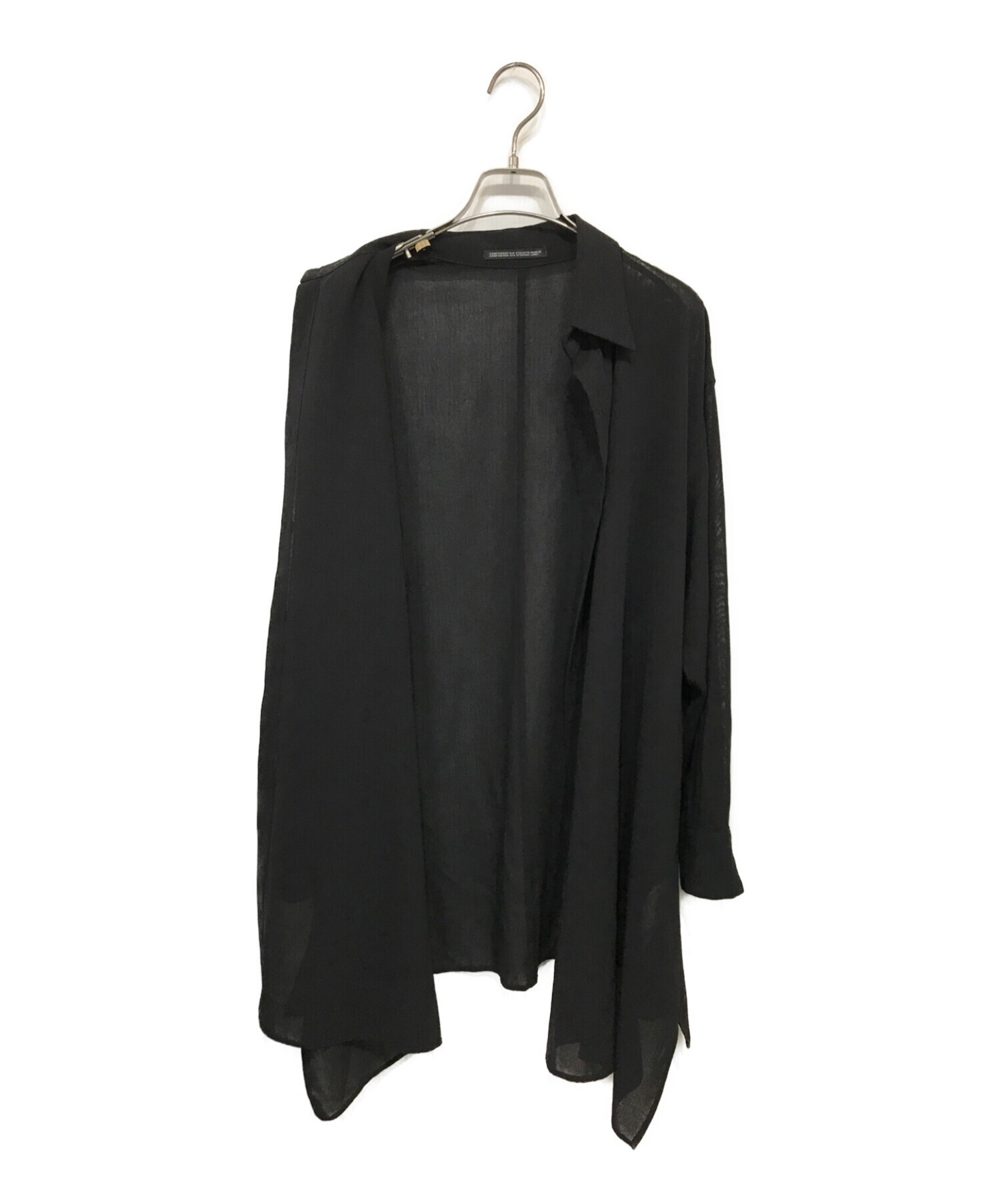 yohji yamamoto+noir (ヨウジヤマモトプリュスノアール) ウールギャバ長袖シャツ ブラック サイズ:1