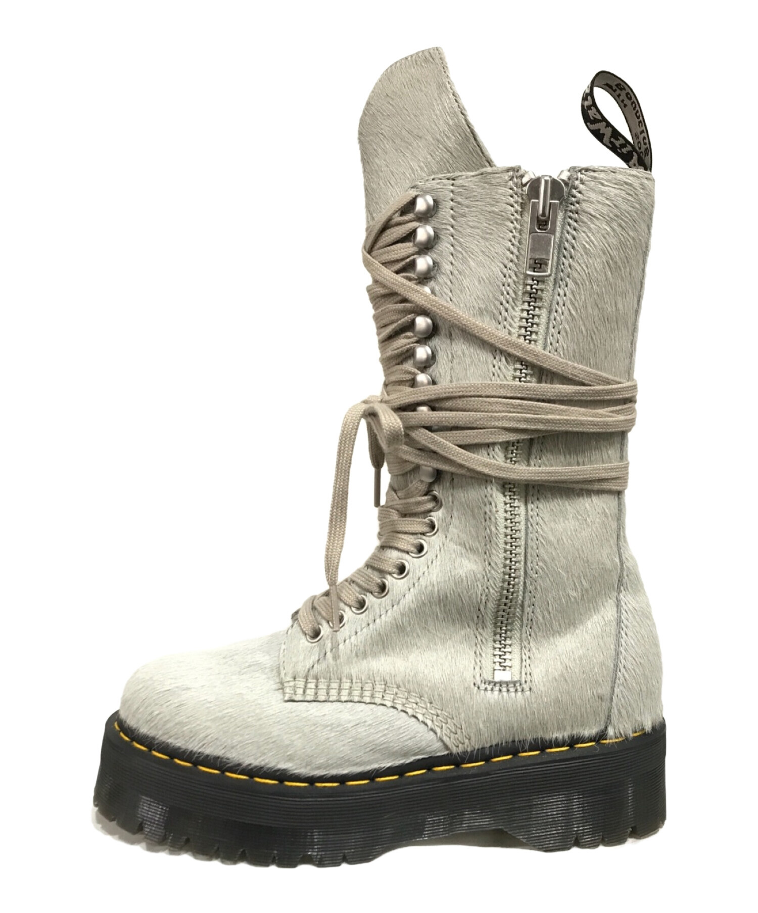 Dr. Martens 1918 Ro Hair On Lace Up Strobe Calf Length Platform Boot Rick Owens