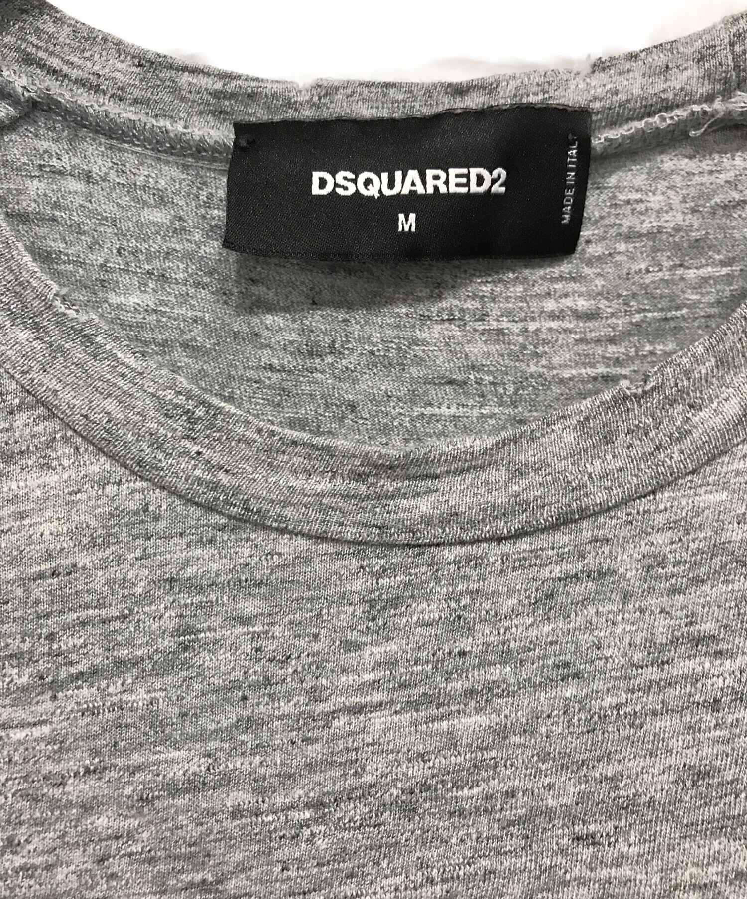 DSQUARED2 (ディースクエアード) ペイントロゴクルーネック半袖Tシャツ グレー サイズ:M