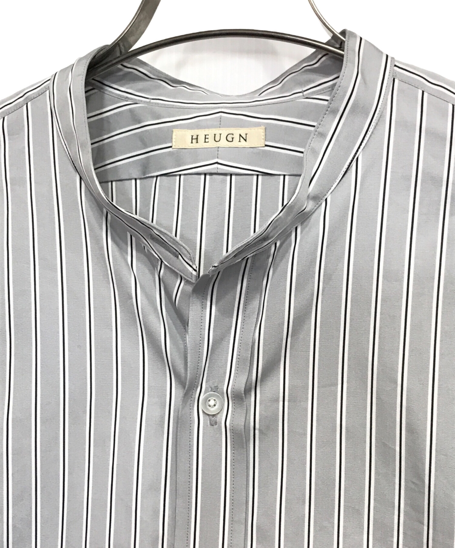 中古・古着通販】HEUGN (ユーゲン) Stripe Rob コットンオルタネイトストライプバンドカラーシャツ SHIRT064 グレー  サイズ:3｜ブランド・古着通販 トレファク公式【TREFAC FASHION】スマホサイト