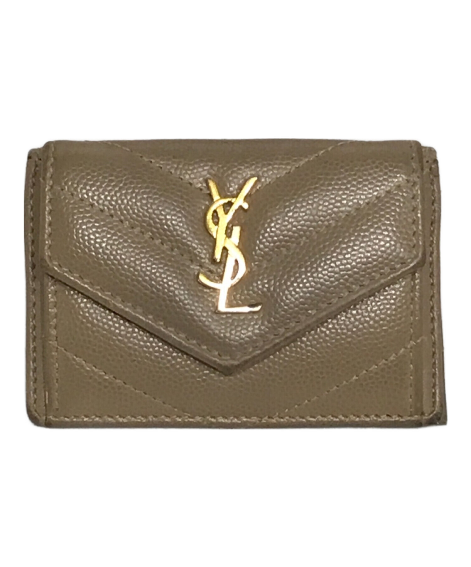 Yves Saint Laurent (イヴサンローラン) 三つ折り財布 コンパクトウォレット ブラウン