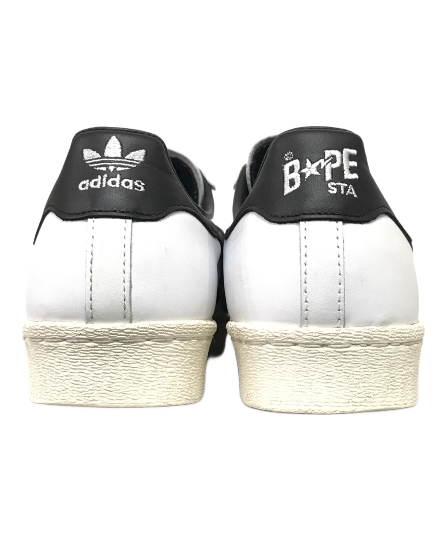 adidas (アディダス) A BATHING APE (アベイシングエイプ) SUPERSTAR 80s コラボローカットスニーカー  ホワイト×ブラック サイズ:28