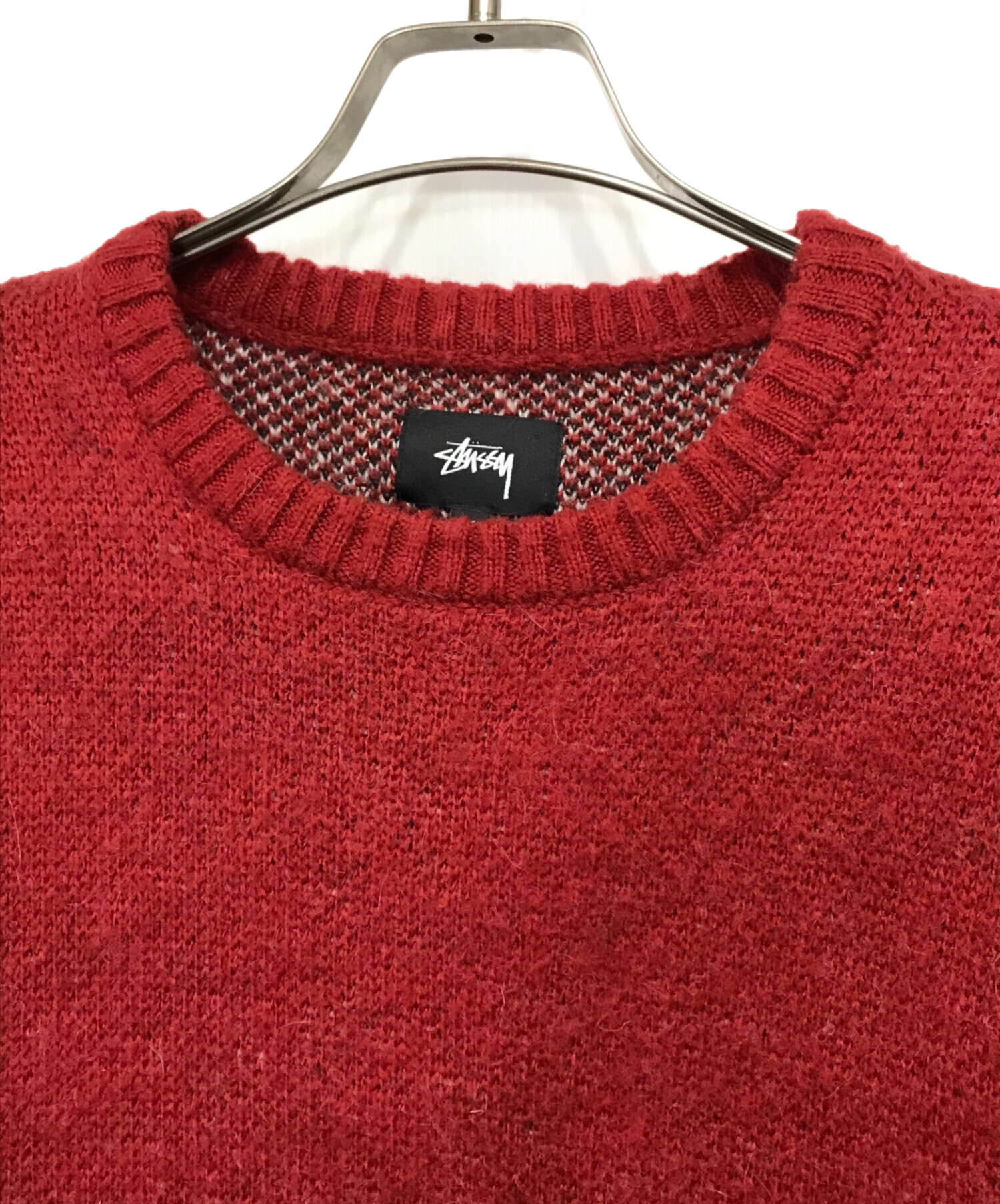 中古・古着通販】stussy (ステューシー) 8 BALL HEAVY BRUSHED MOHAIR SWEATER 8ボールモヘア混ニット  レッド×ブラック サイズ:Ｍ｜ブランド・古着通販 トレファク公式【TREFAC FASHION】スマホサイト