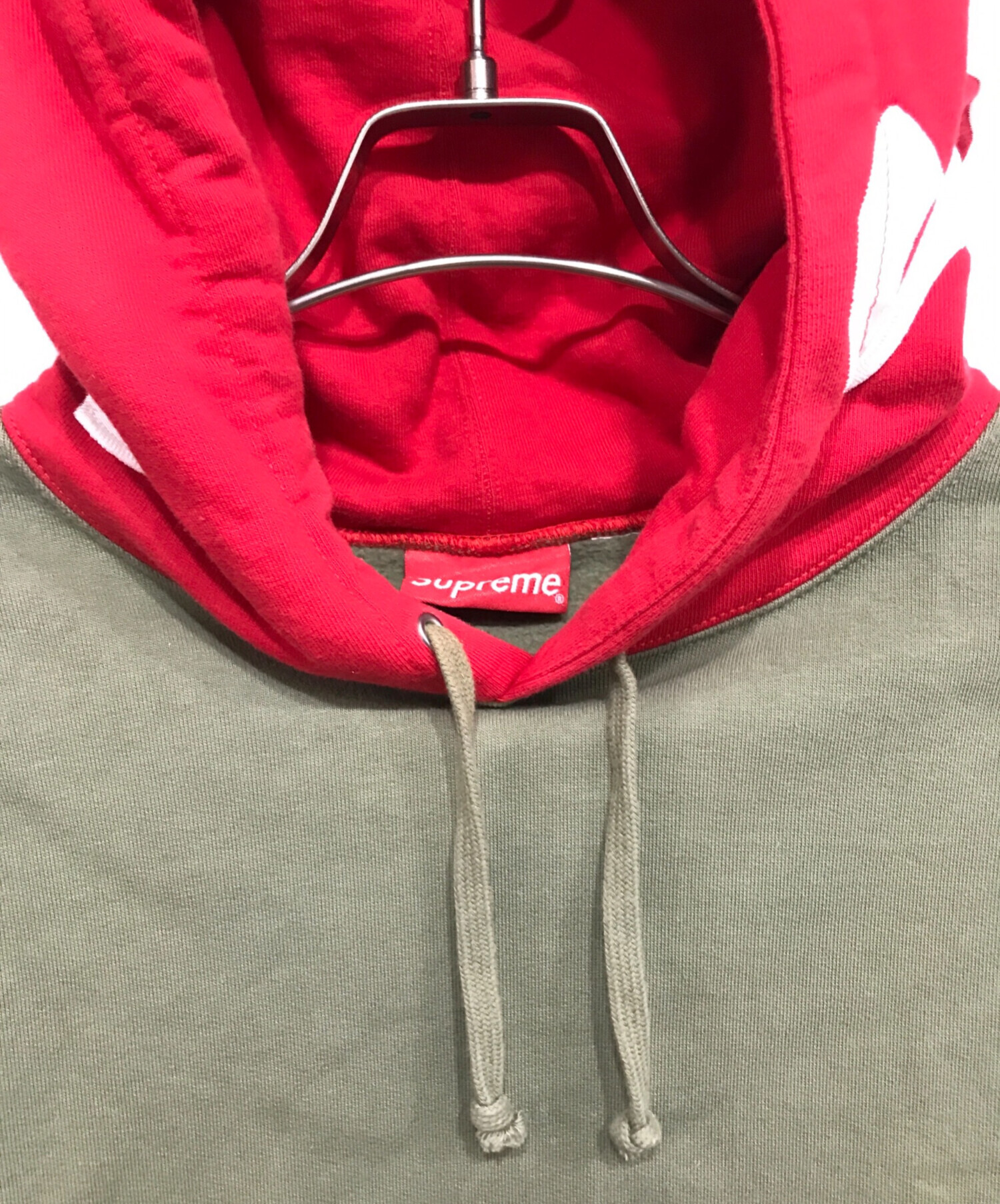 中古・古着通販】SUPREME (シュプリーム) 21AW Contrast Hooded Sweatshirt グリーン×レッド  サイズ:L｜ブランド・古着通販 トレファク公式【TREFAC FASHION】スマホサイト