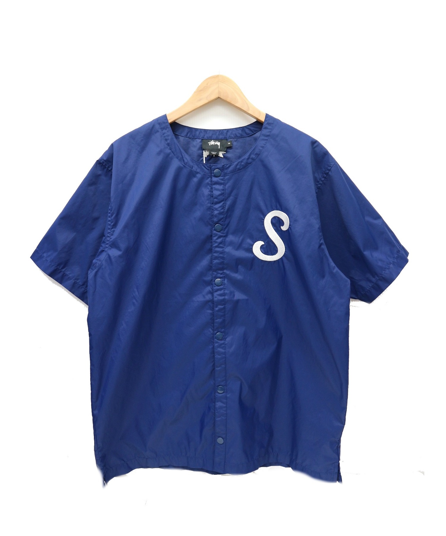 stussy (ステューシー) ナイロンベースボールシャツ ブルー サイズ:M