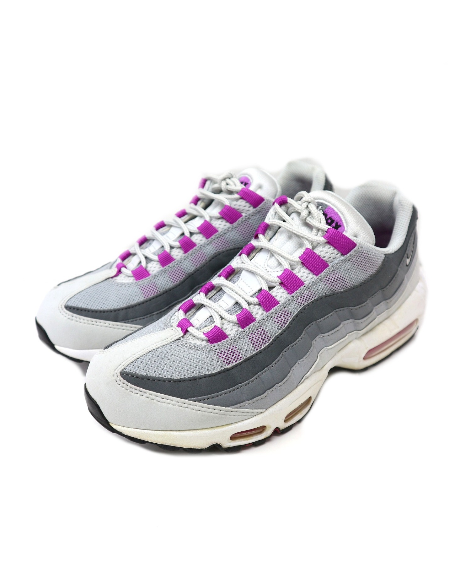 NIKE (ナイキ) WMNS AIR MAX 95 / エアマックス95 グレー サイズ:27.5cm 307960-001・PURE  PLATINUM/HYPER VIOLET