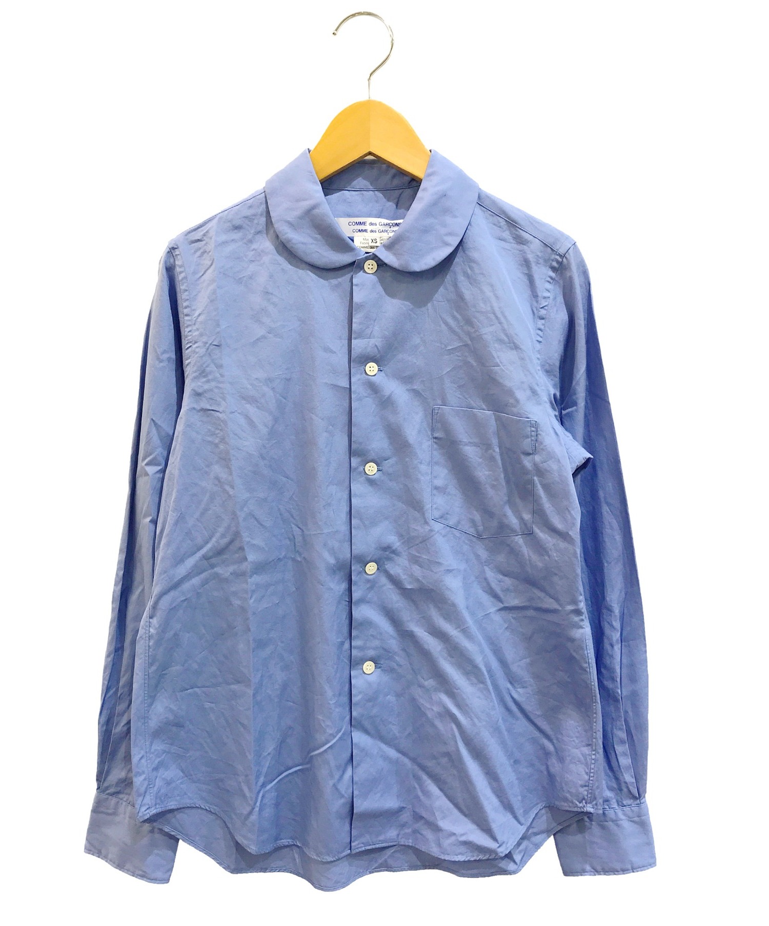 COMME des GARCONS COMME des GARCONS (コムデギャルソン コムデギャルソン) ラウンドカラーシャツ ブルー  サイズ:XS AD2020・コムコム定番・丸襟