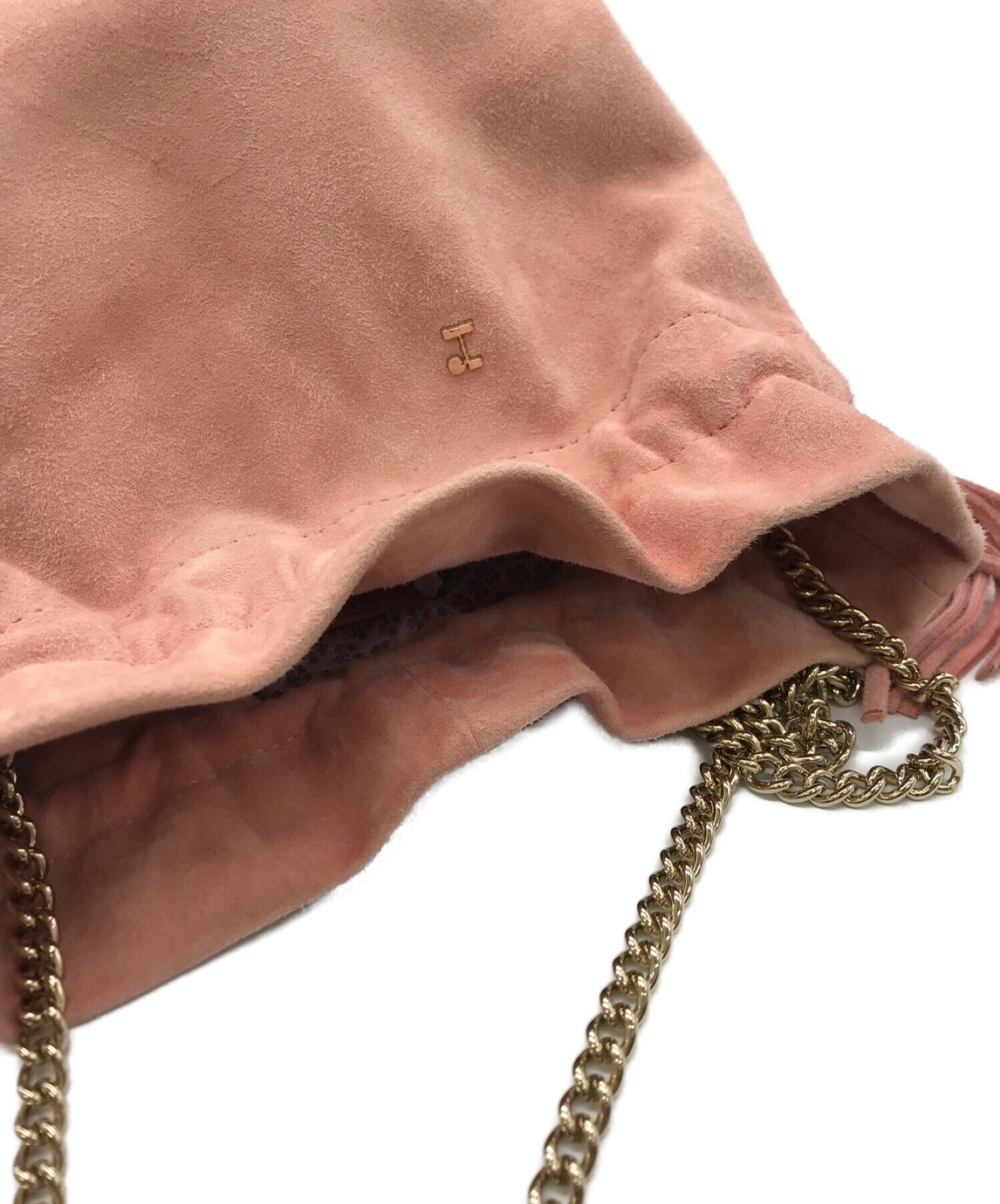 平置きサイズRepetto レザー　巾着　チェーン　バッグ　ピンク