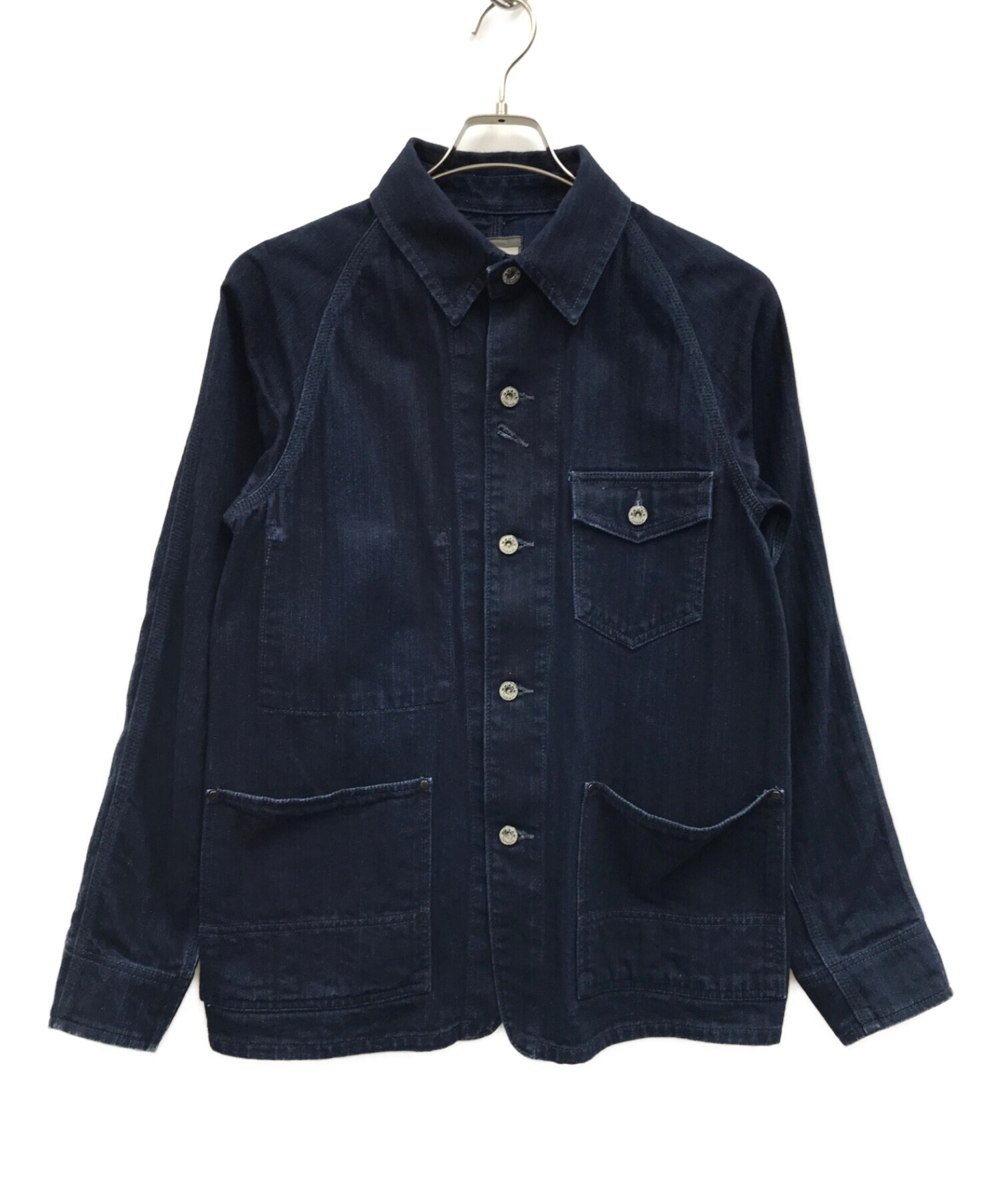 中古・古着通販】MOMOTARO JEANS (桃太郎ジーンズ) インディゴヘリンボーンカバーオール インディゴ サイズ:S｜ブランド・古着通販  トレファク公式【TREFAC FASHION】スマホサイト