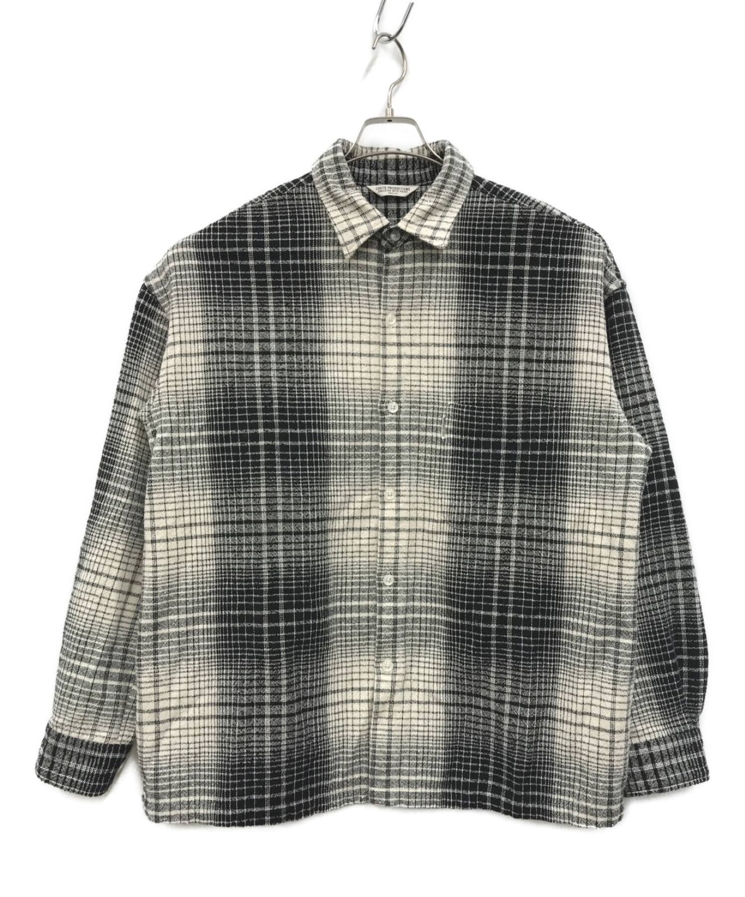 COOTIE (クーティー) OMBRE CHECK WORK L/S SHIRT ホワイト×ブラック サイズ:M