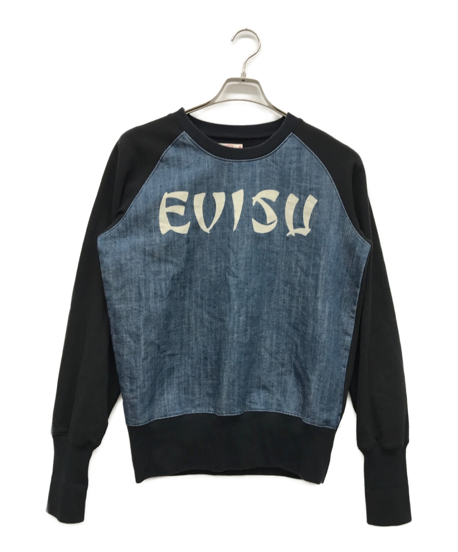 EVISU (エビス) デニム切替裏起毛スウェット ブラック サイズ:36