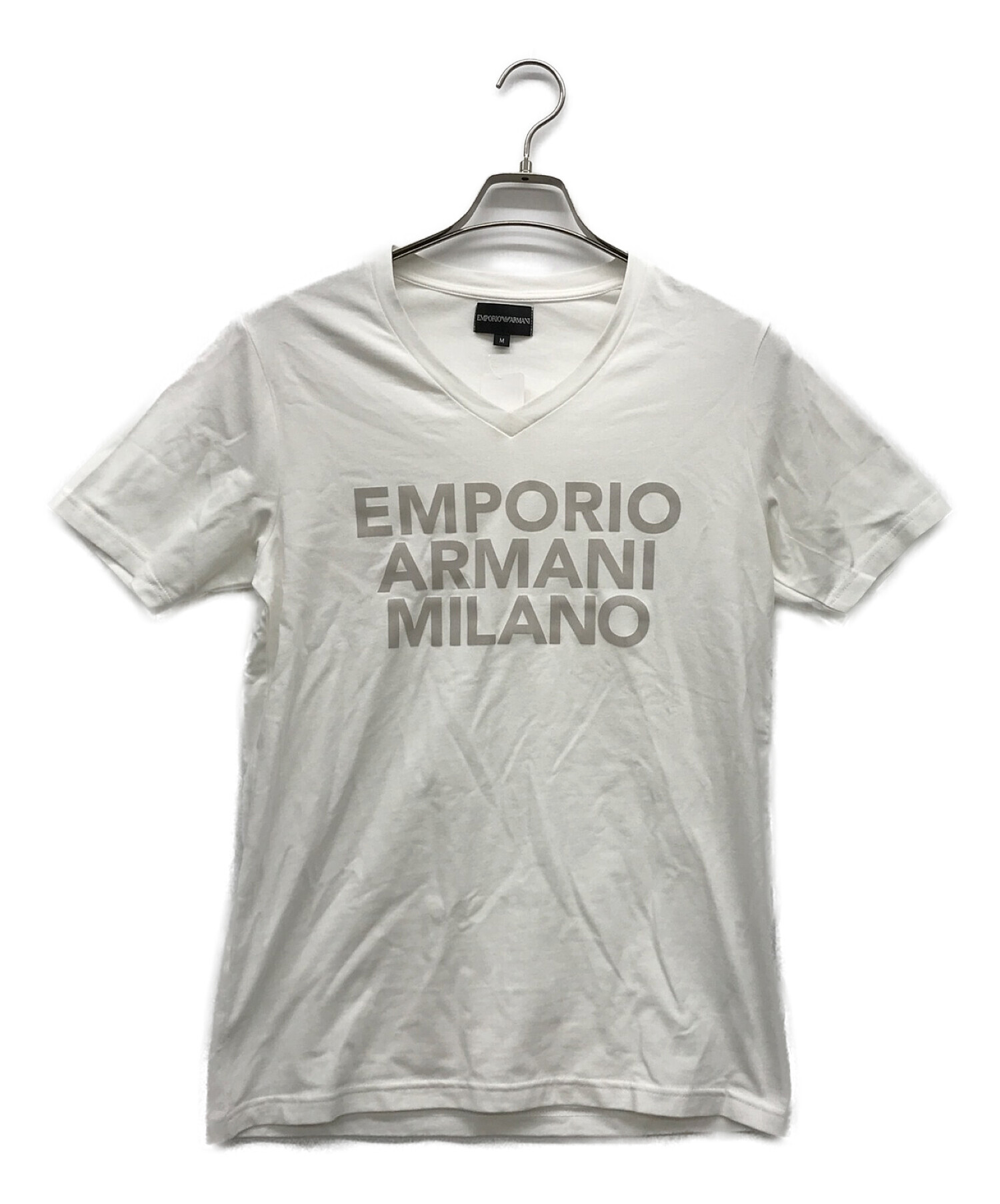 EMPORIO ARMANI (エンポリオアルマーニ) ロゴカットソー ホワイト サイズ:M 未使用品