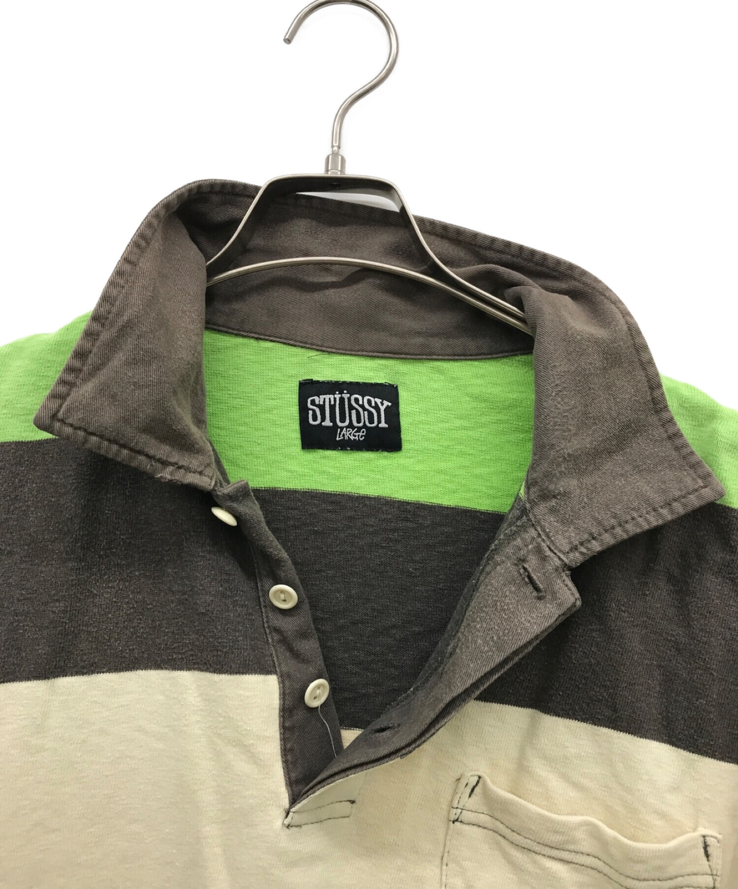 中古・古着通販】stussy (ステューシー) 長袖ポロシャツ ベージュ