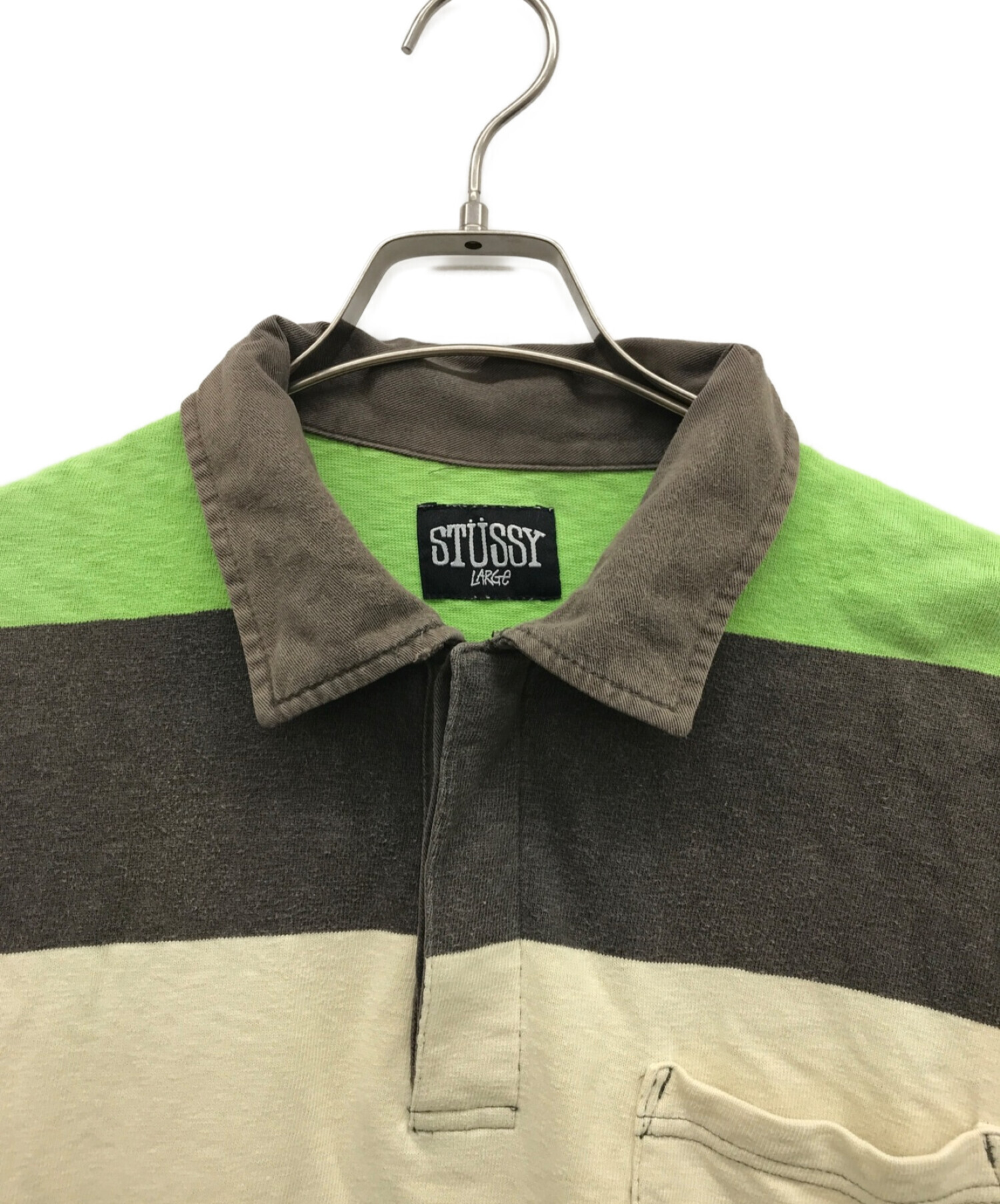 中古・古着通販】stussy (ステューシー) 長袖ポロシャツ ベージュ