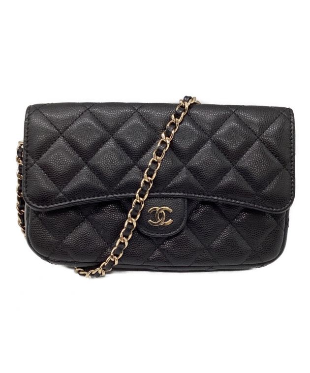 中古・古着通販】CHANEL (シャネル) キャビアスキンチェーンショルダーバッグ ブラック｜ブランド・古着通販 トレファク公式【TREFAC  FASHION】スマホサイト